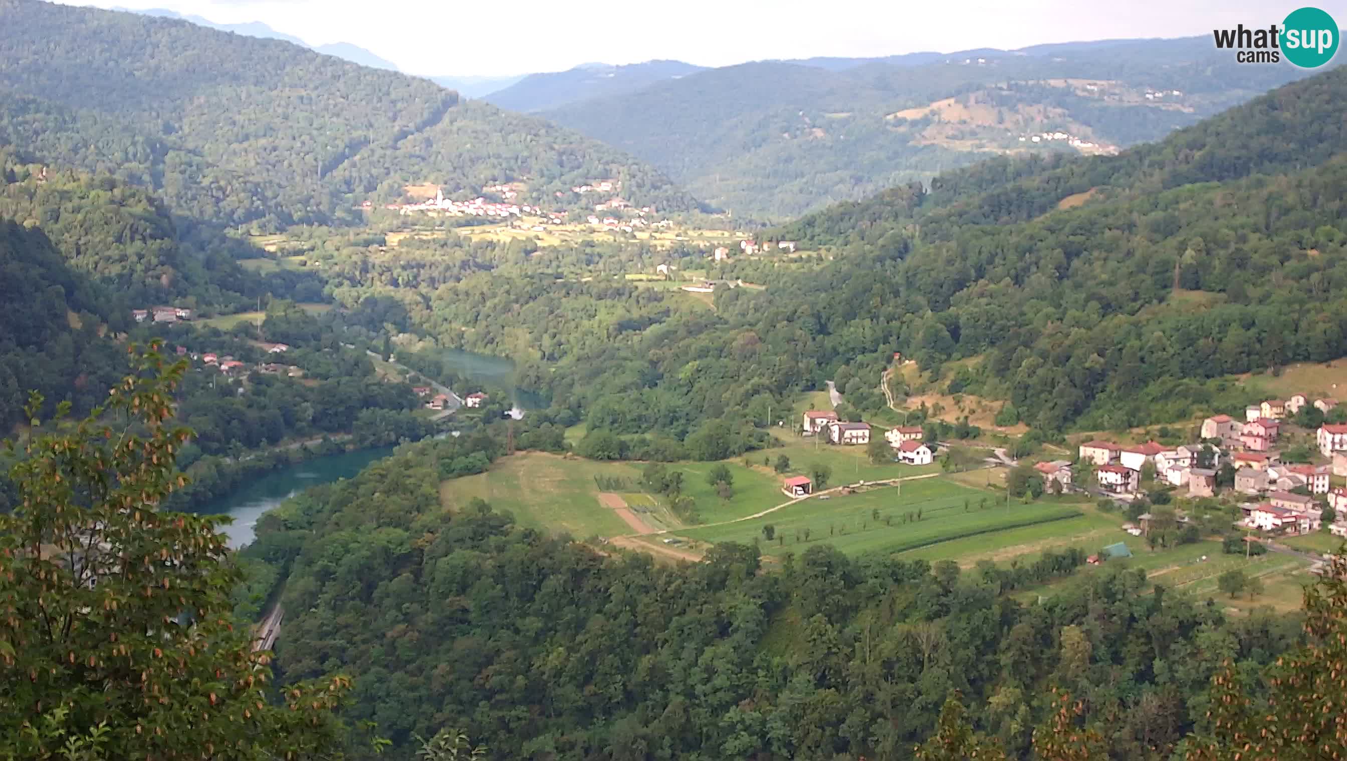Live Webcam Kanal ob Soči – View to Soča river, Ajba, Bodrež and Ročinj