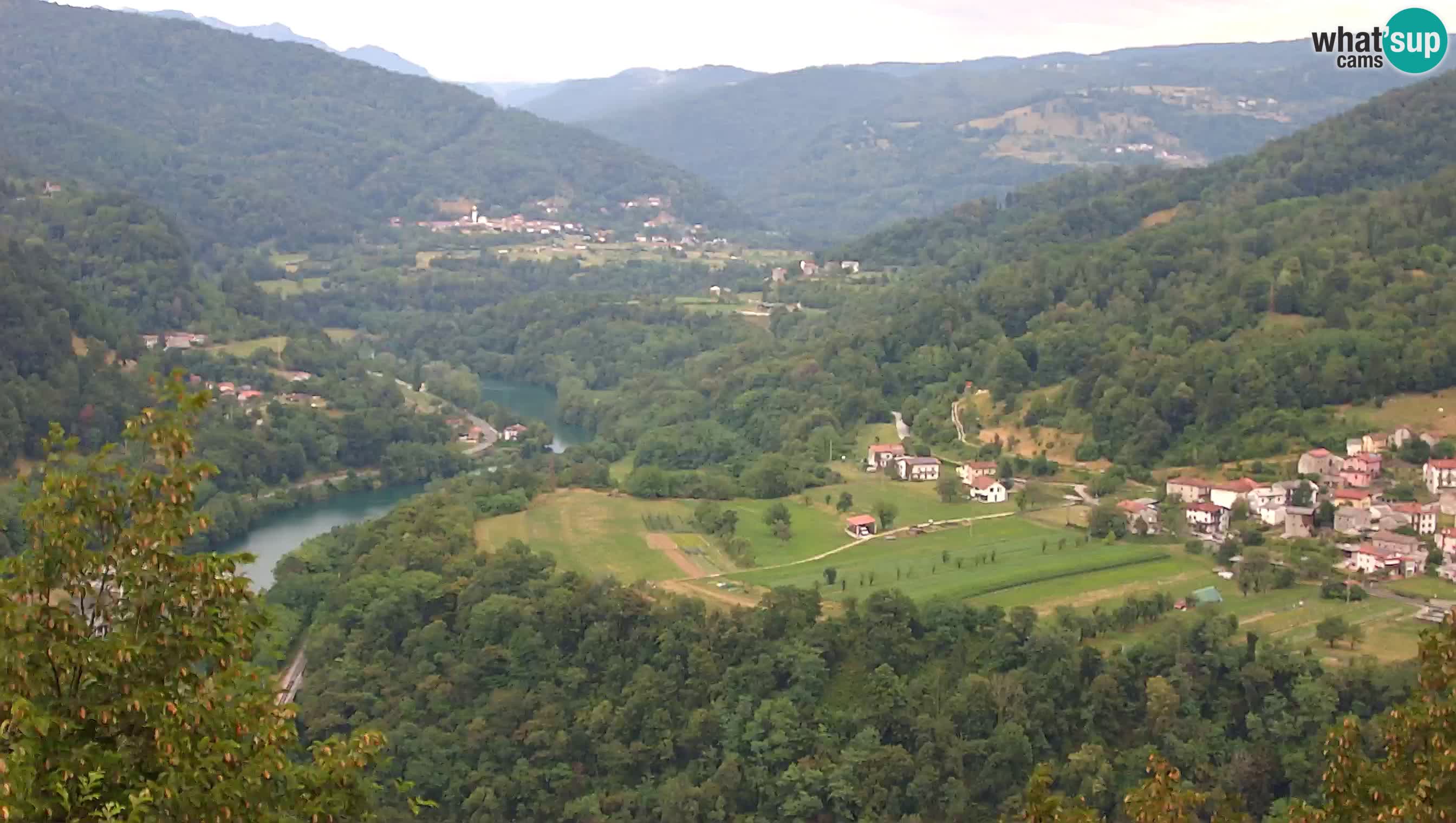 Live Webcam Kanal ob Soči – View to Soča river, Ajba, Bodrež and Ročinj