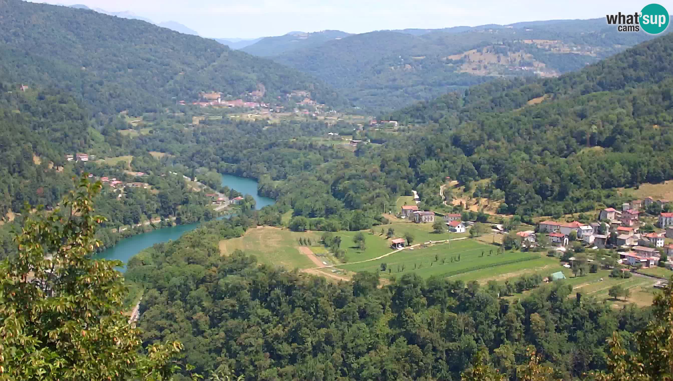 Live Webcam Kanal ob Soči – View to Soča river, Ajba, Bodrež and Ročinj