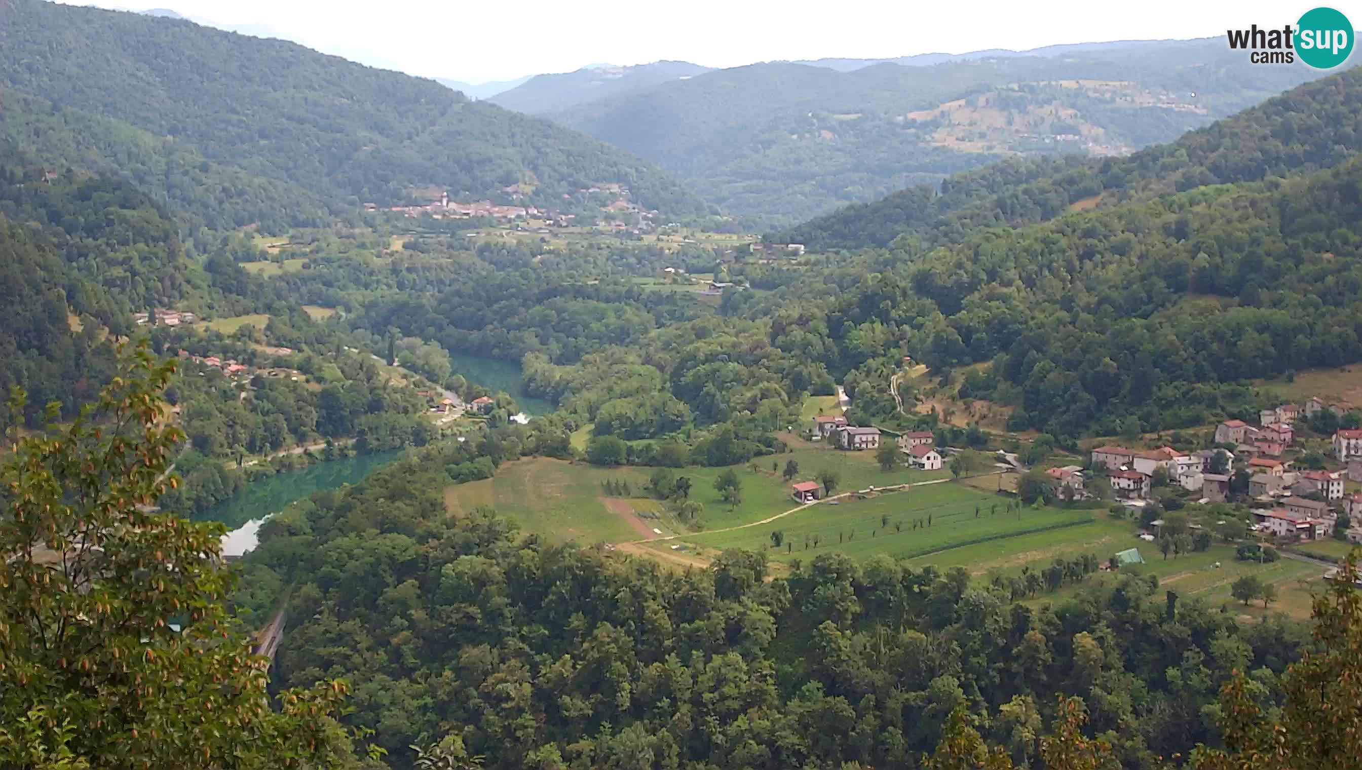 Live Webcam Kanal ob Soči – View to Soča river, Ajba, Bodrež and Ročinj