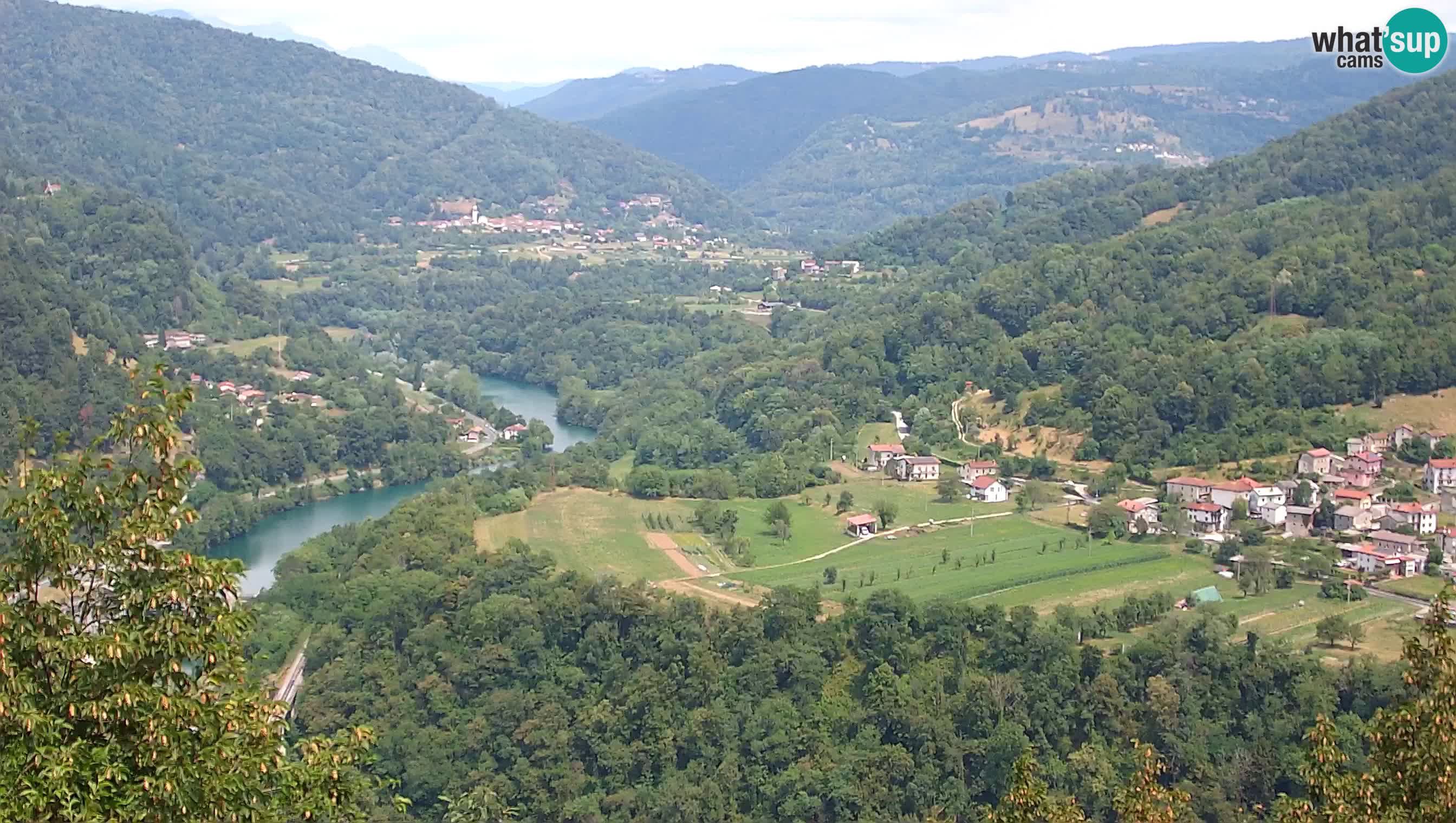 Live Webcam Kanal ob Soči – View to Soča river, Ajba, Bodrež and Ročinj