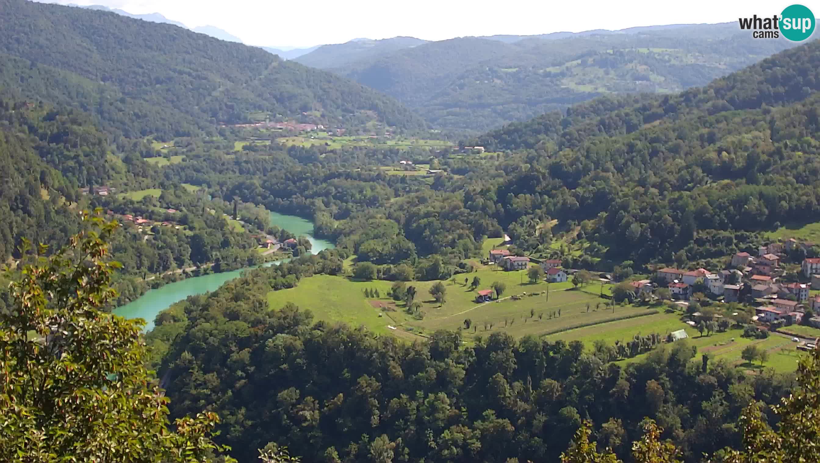 Live Webcam Kanal ob Soči – View to Soča river, Ajba, Bodrež and Ročinj