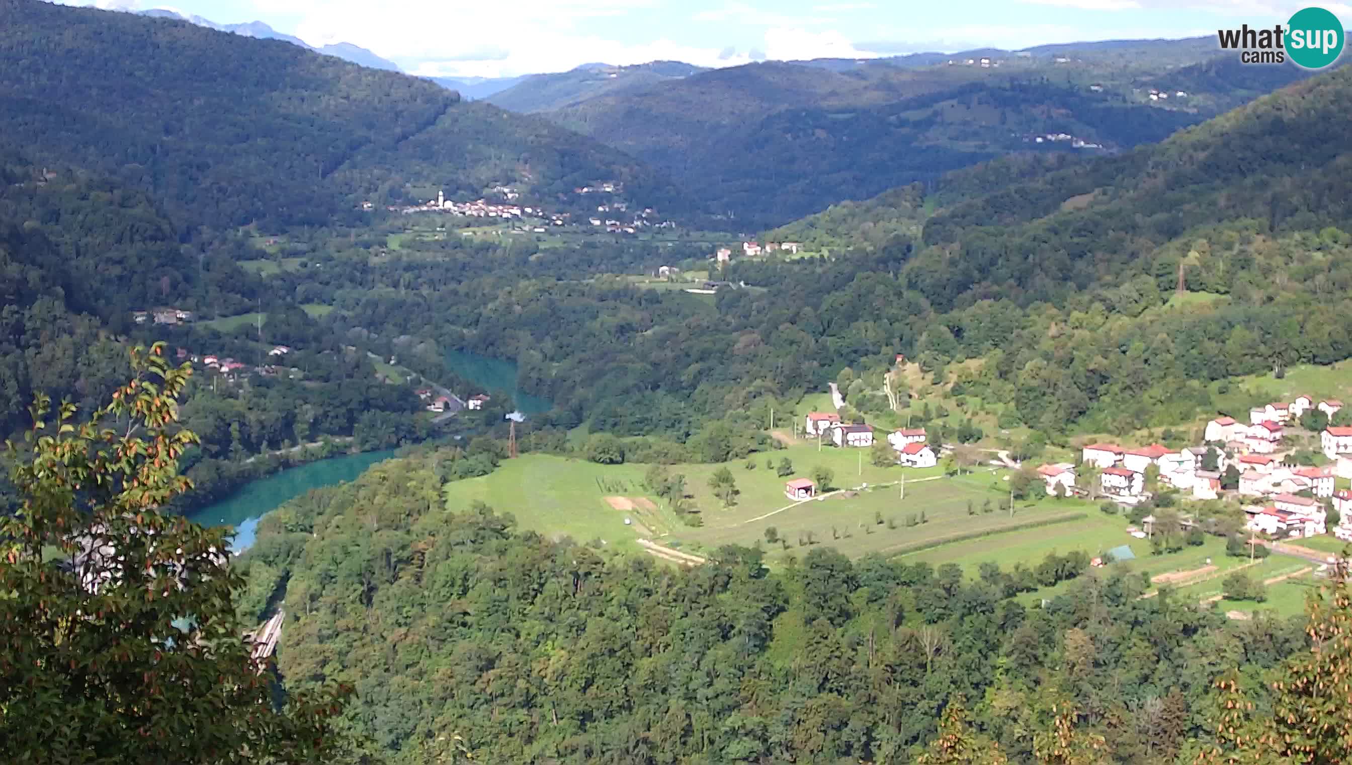 Spletna kamera Kanal ob Soči – pogled na Sočo, Ajbo, Bodrež in Ročinj