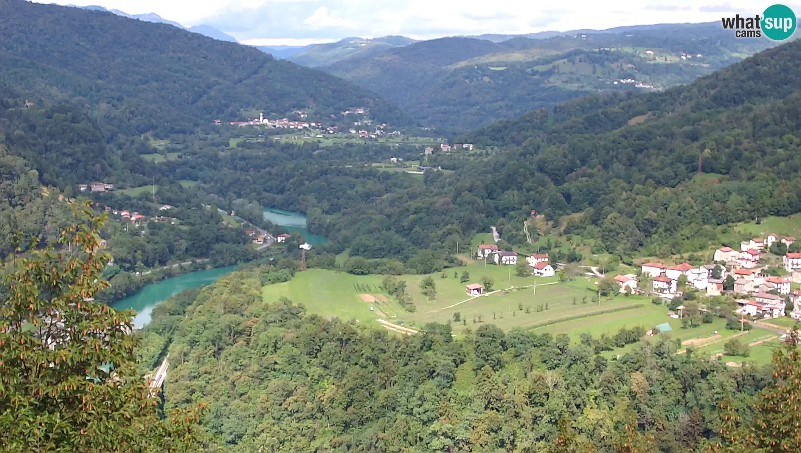 Live Webcam Kanal ob Soči – View to Soča river, Ajba, Bodrež and Ročinj