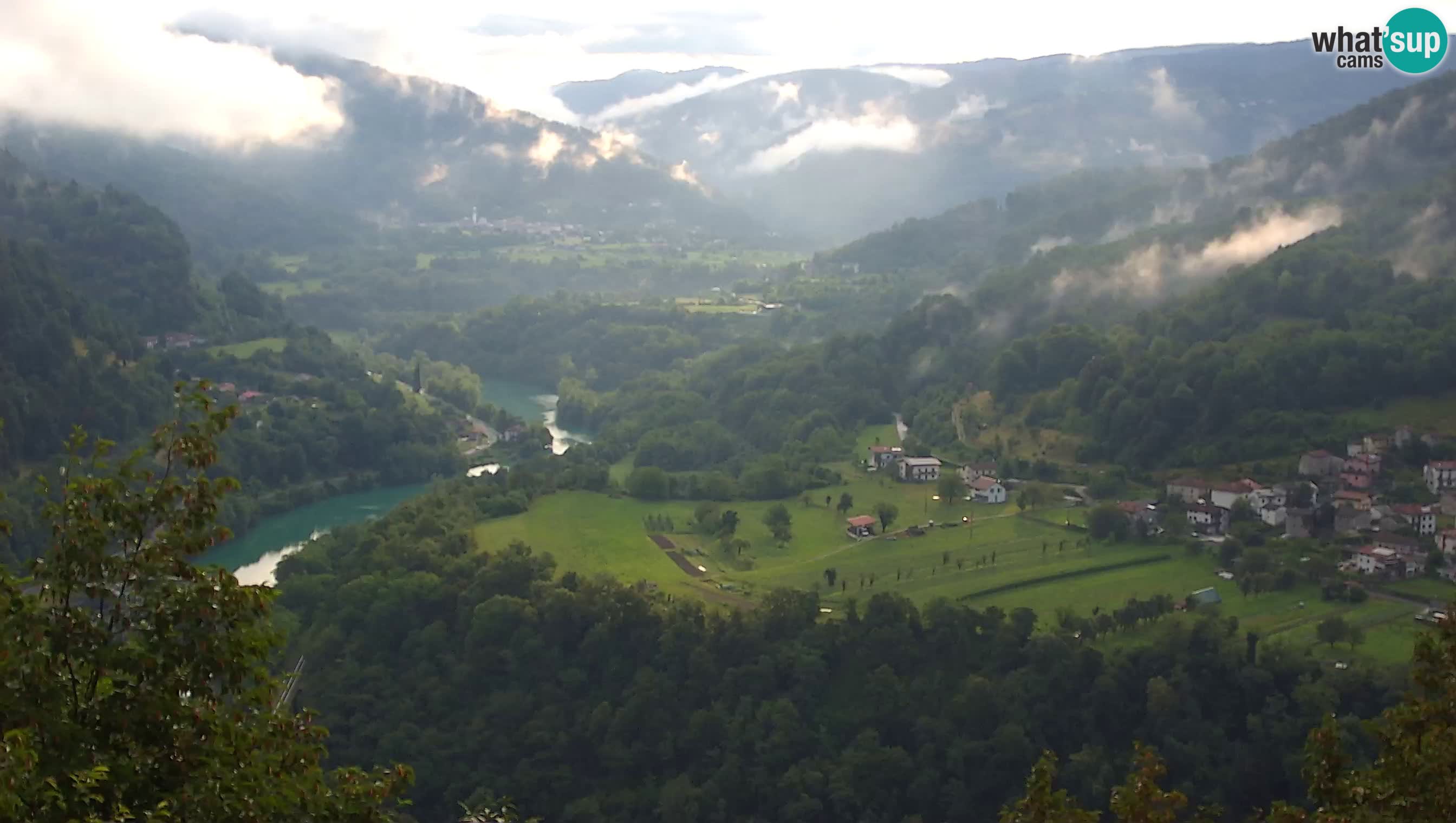 Live Webcam Kanal ob Soči – View to Soča river, Ajba, Bodrež and Ročinj