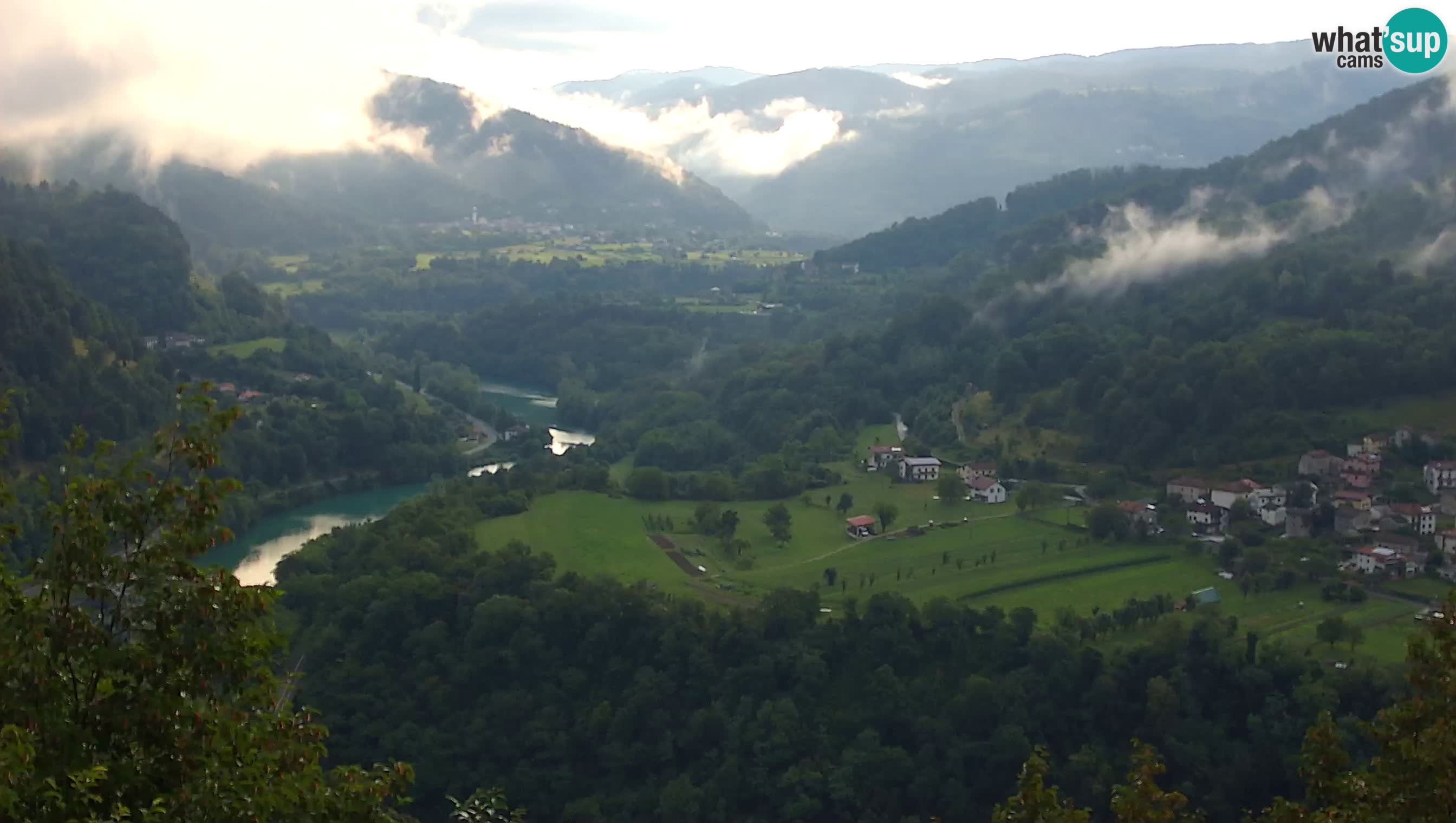 Live Webcam Kanal ob Soči – Vue sur la rivière Soča, Ajba, Bodrež et Ročinj