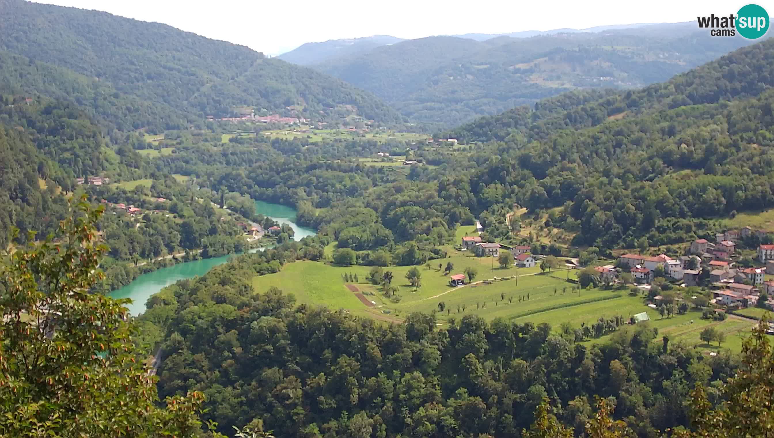 Live Webcam Kanal ob Soči – Blick auf den Fluss Soča, Ajba, Bodrež und Ročinj