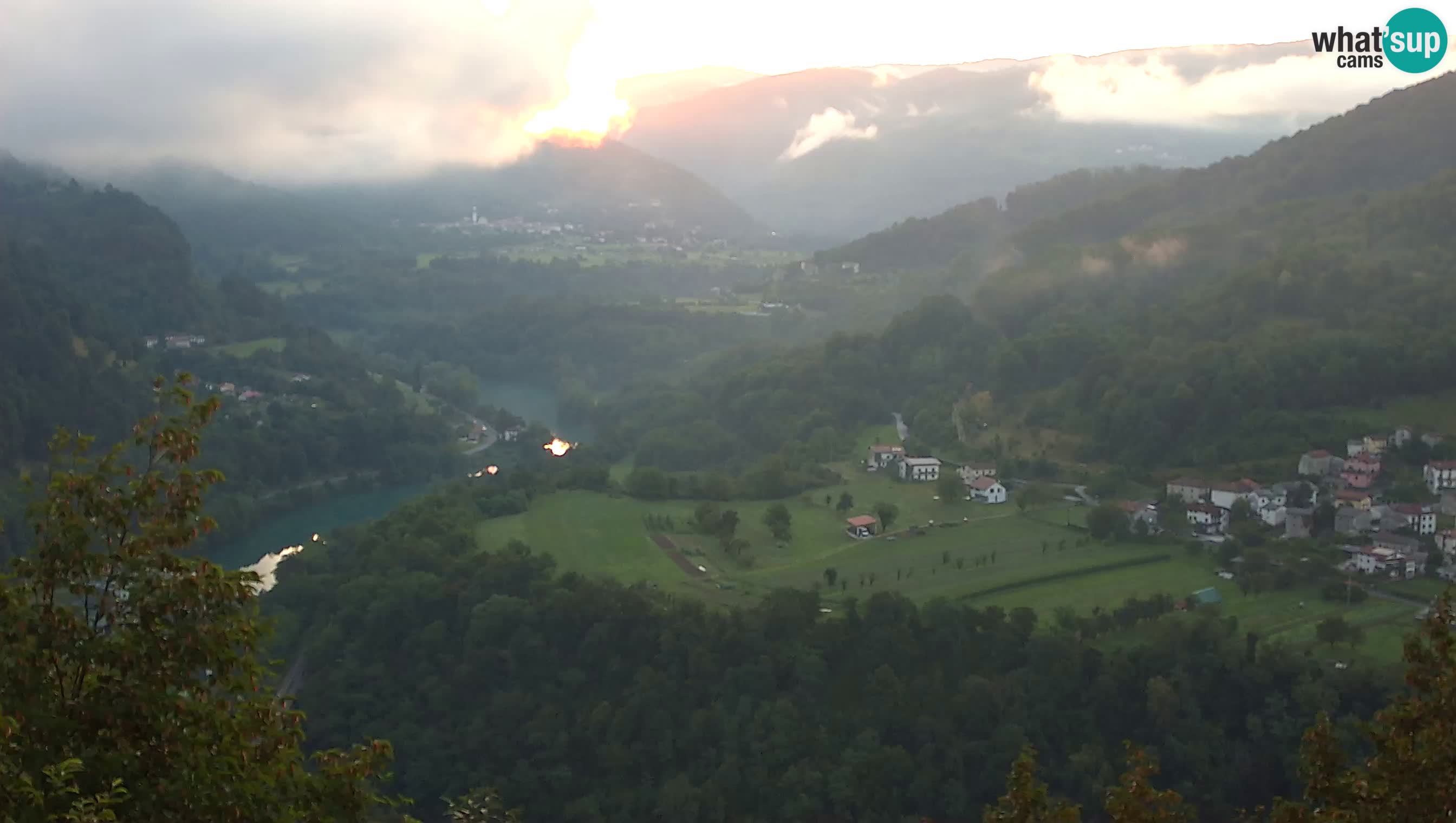 Live Webcam Kanal ob Soči – View to Soča river, Ajba, Bodrež and Ročinj