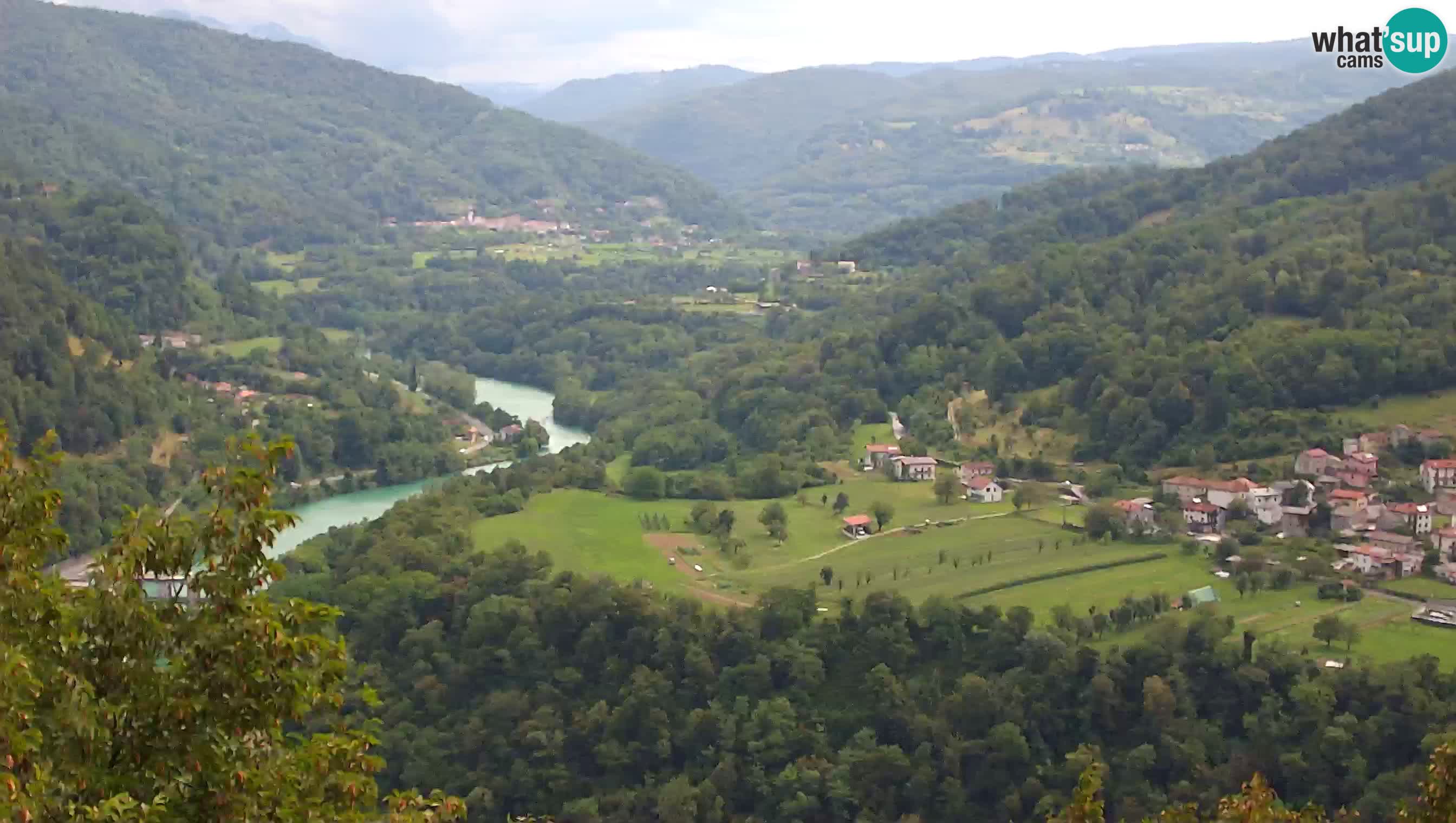 Live Webcam Kanal ob Soči – View to Soča river, Ajba, Bodrež and Ročinj