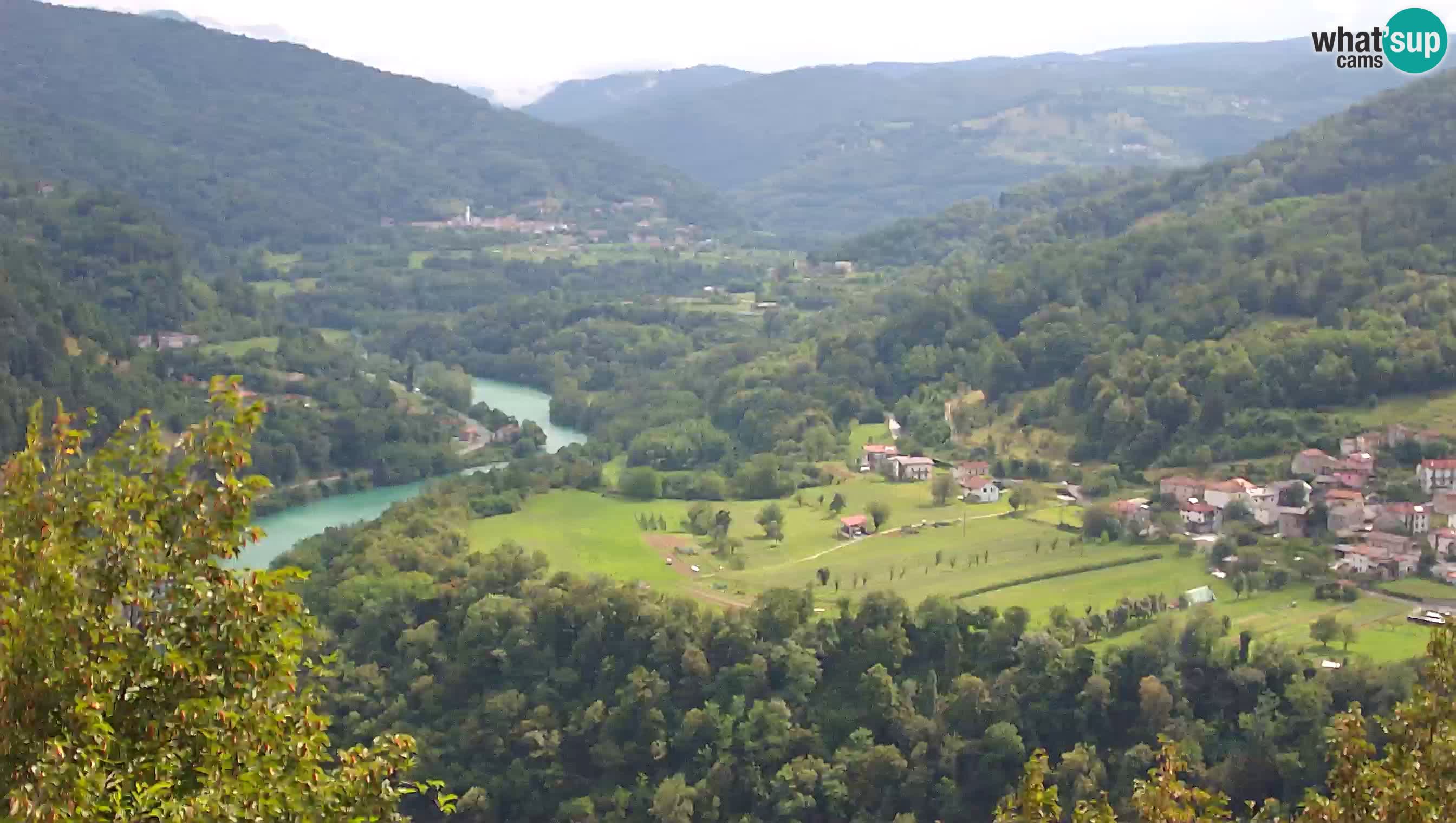 Live Webcam Kanal ob Soči – View to Soča river, Ajba, Bodrež and Ročinj