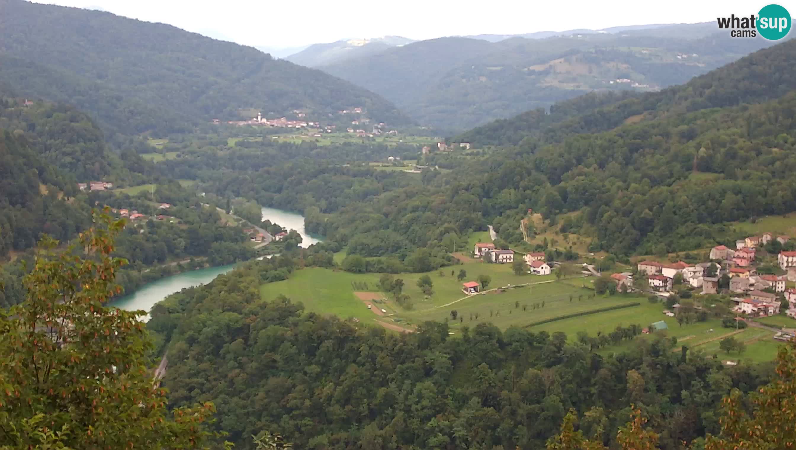 Live Webcam Kanal ob Soči – View to Soča river, Ajba, Bodrež and Ročinj
