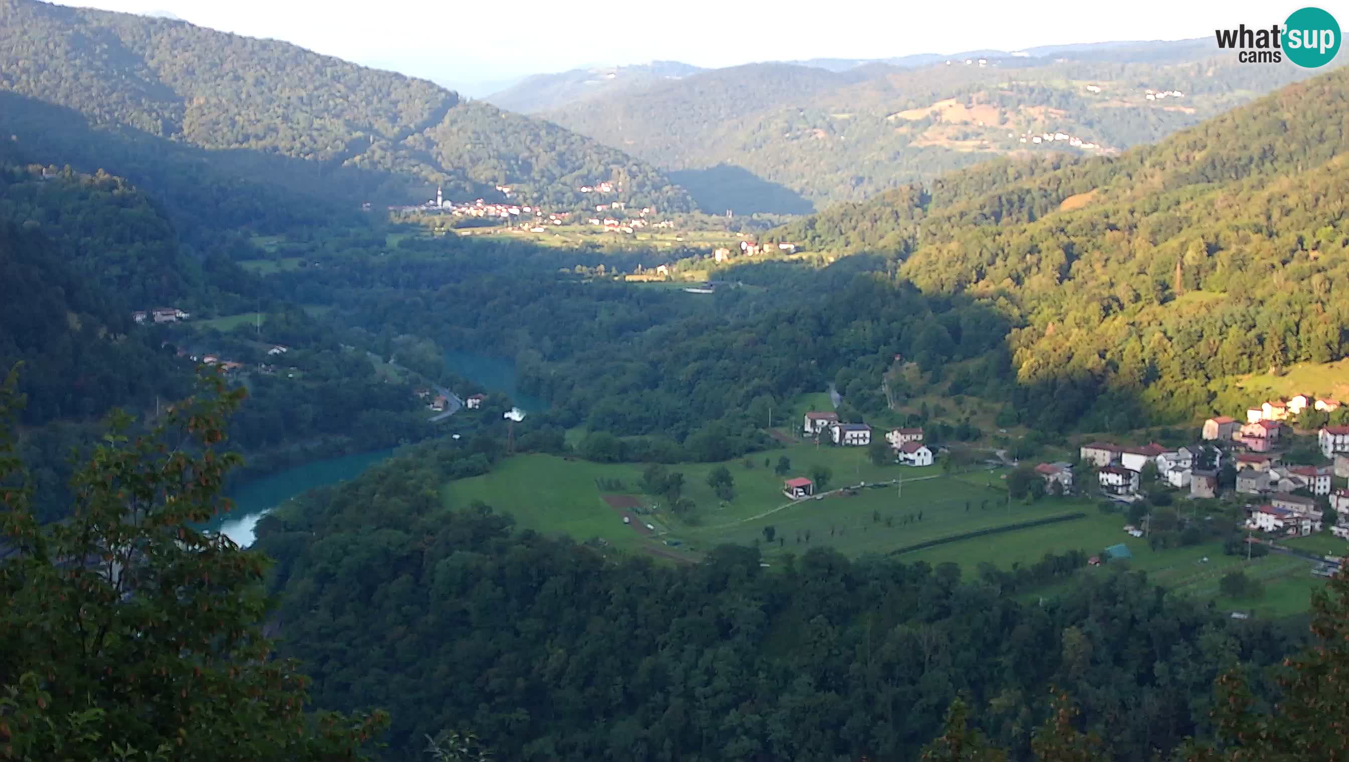 Live Webcam Kanal ob Soči – View to Soča river, Ajba, Bodrež and Ročinj