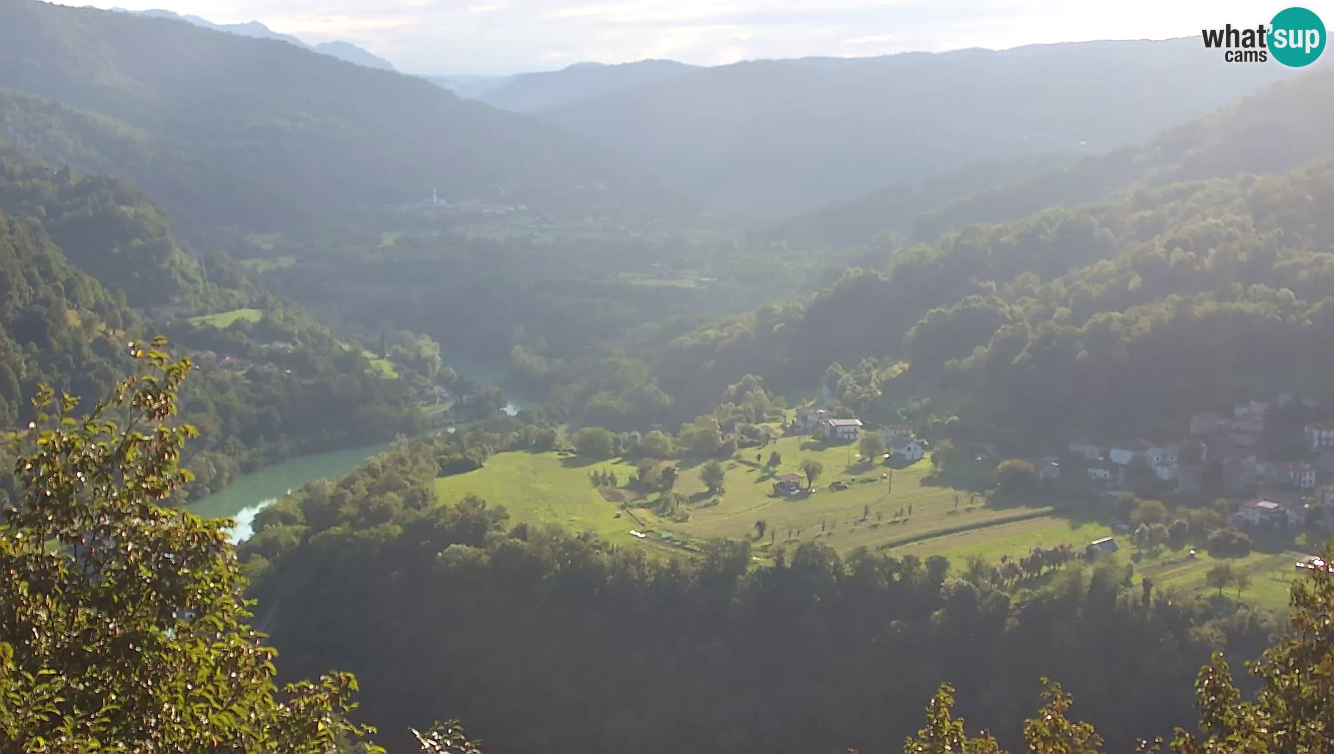 Live Webcam Kanal ob Soči – View to Soča river, Ajba, Bodrež and Ročinj