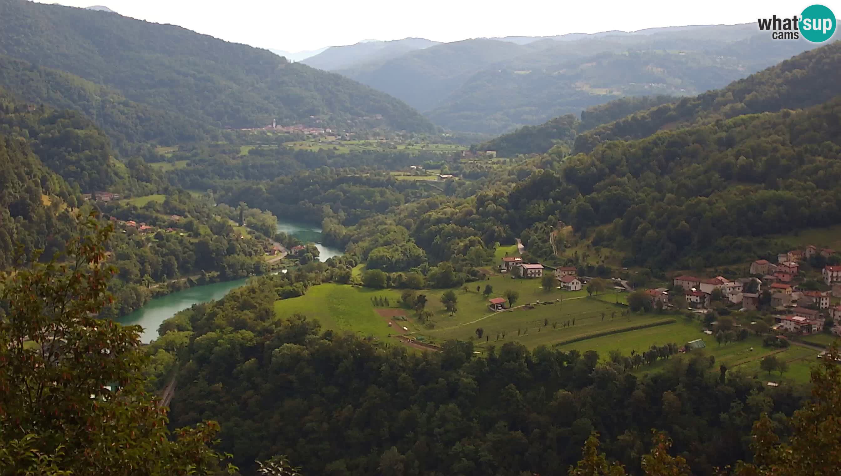 Live Webcam Kanal ob Soči – View to Soča river, Ajba, Bodrež and Ročinj