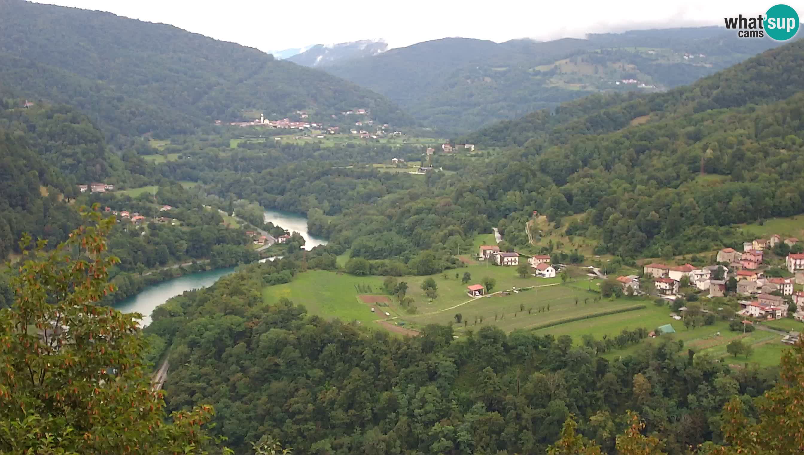 Live Webcam Kanal ob Soči – Blick auf den Fluss Soča, Ajba, Bodrež und Ročinj
