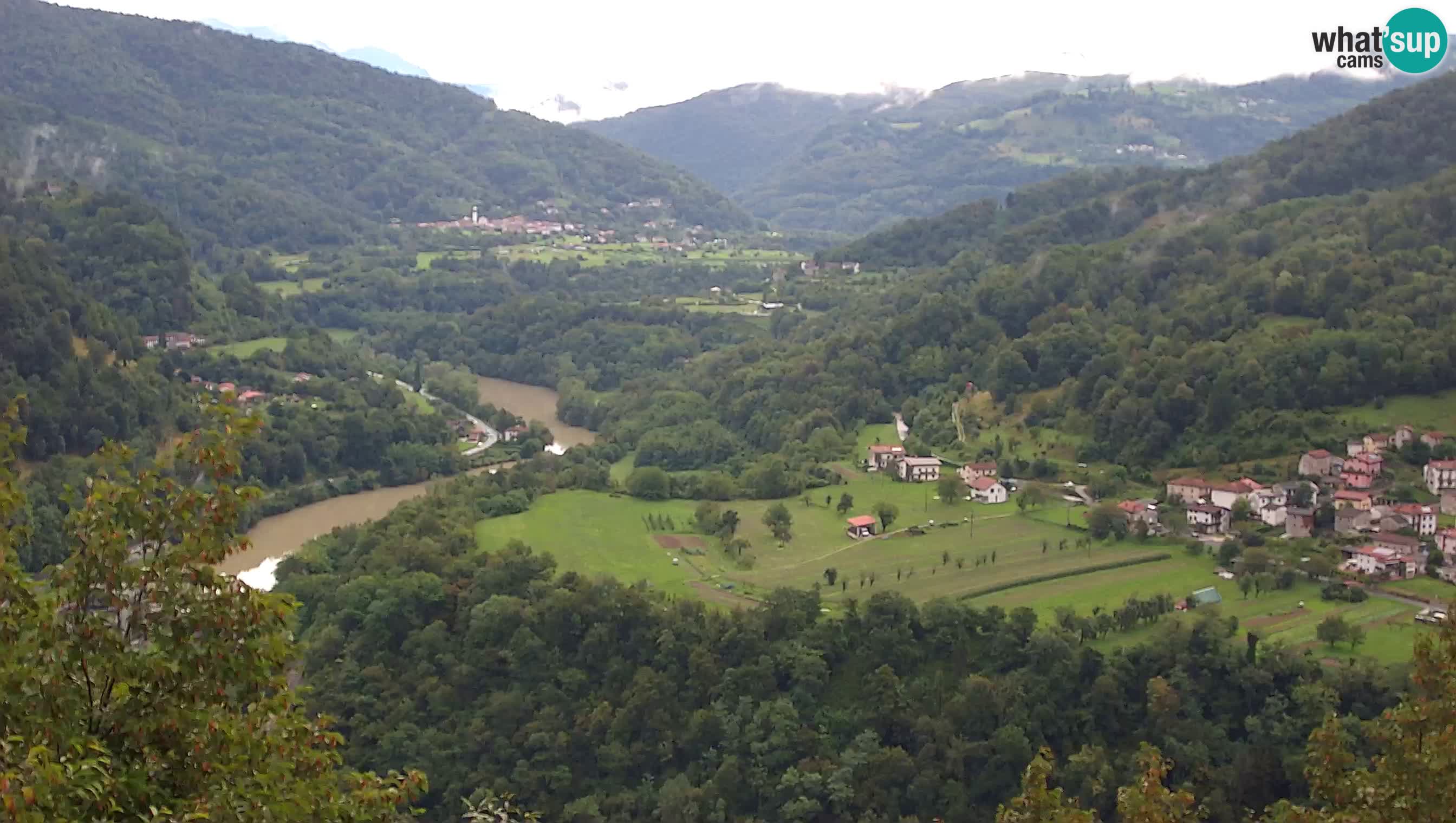 Live Webcam Kanal ob Soči – View to Soča river, Ajba, Bodrež and Ročinj