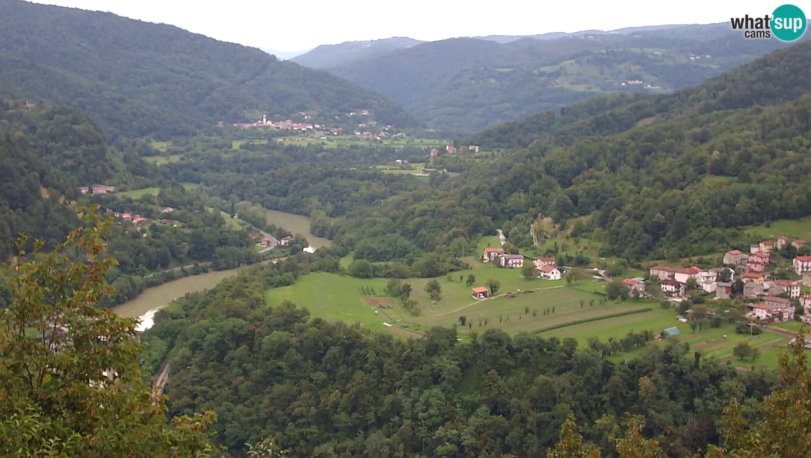 Live Webcam Kanal ob Soči – View to Soča river, Ajba, Bodrež and Ročinj