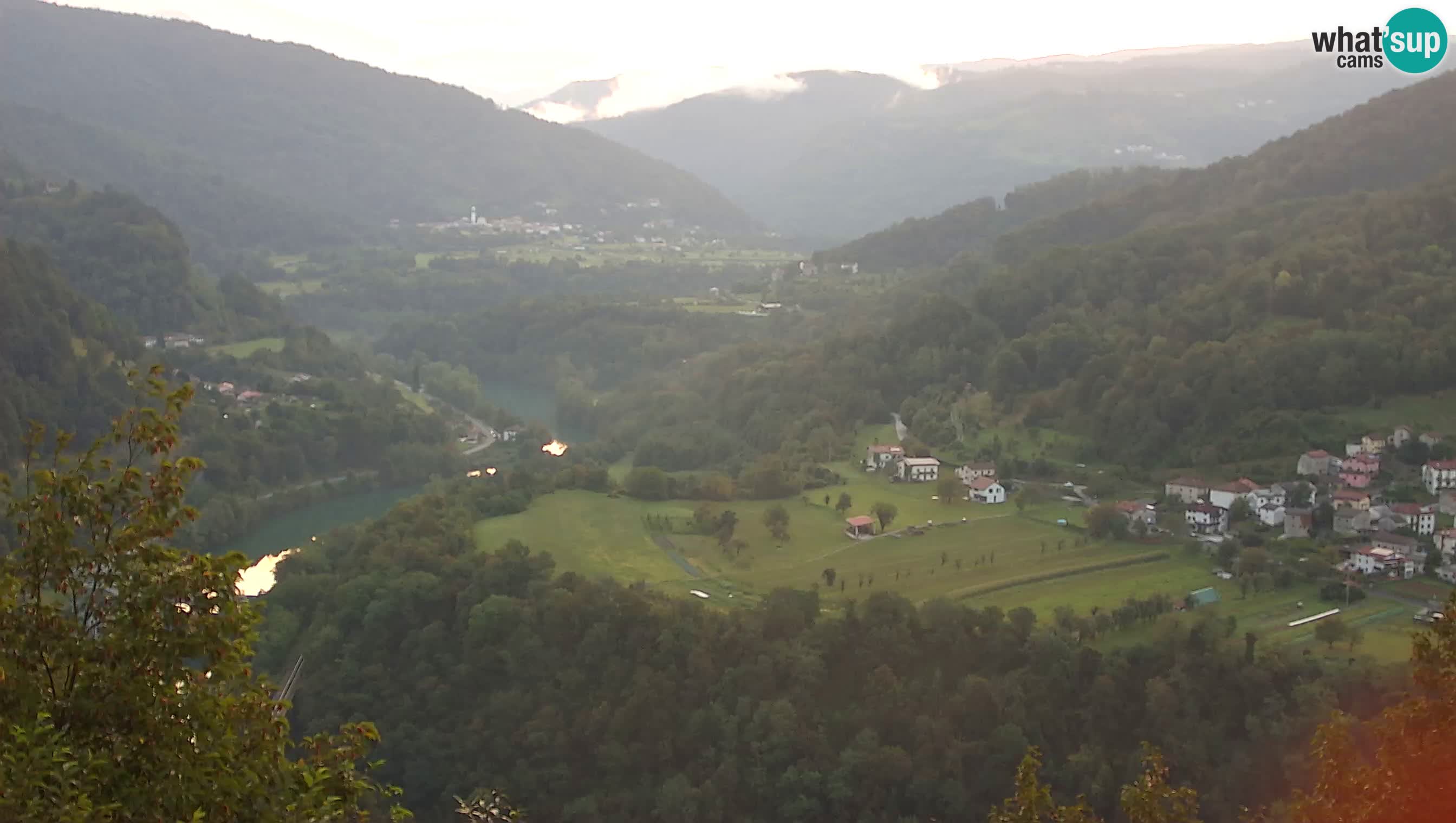 Live Webcam Kanal ob Soči – View to Soča river, Ajba, Bodrež and Ročinj