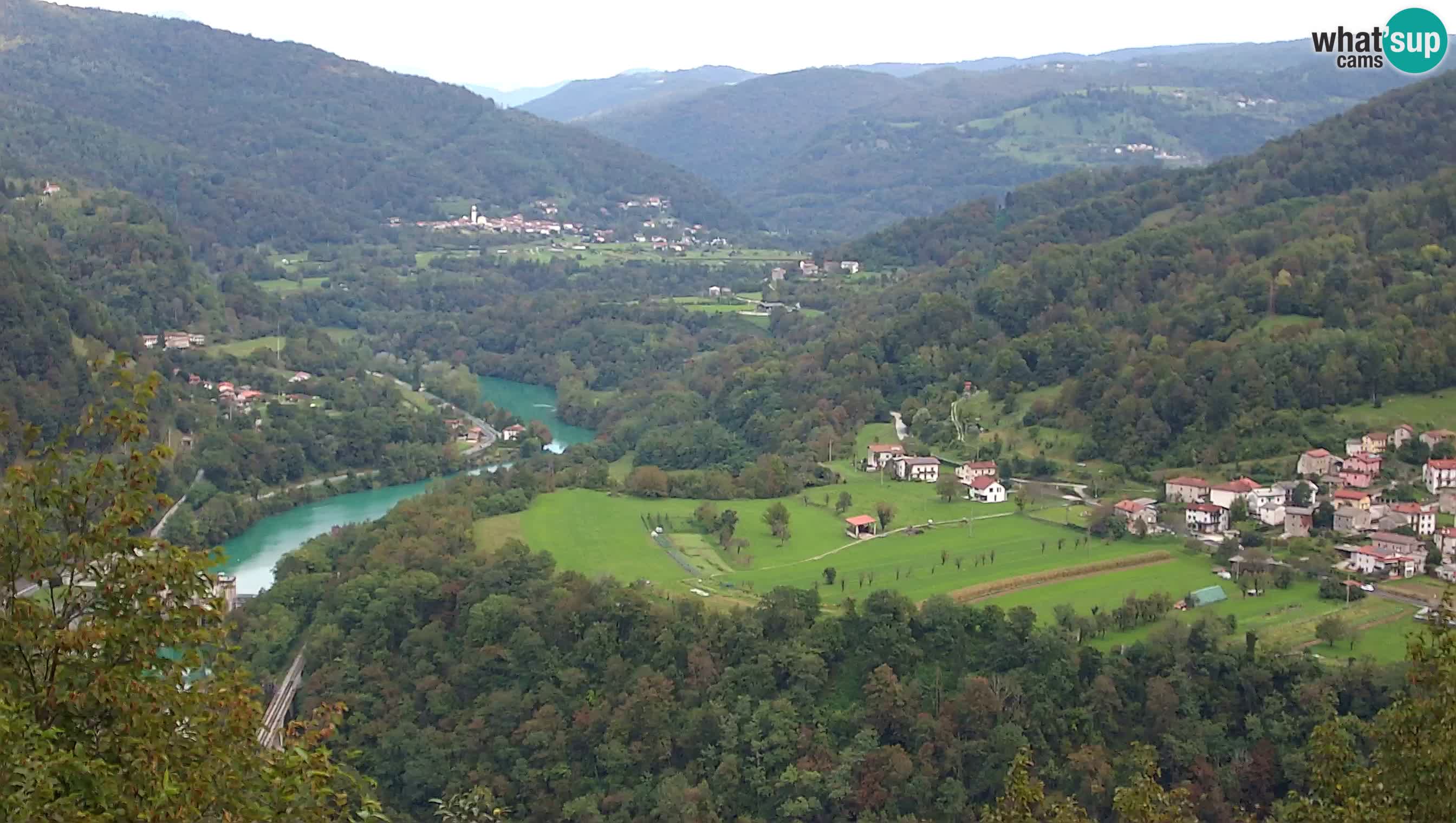 Live Webcam Kanal ob Soči – Blick auf den Fluss Soča, Ajba, Bodrež und Ročinj