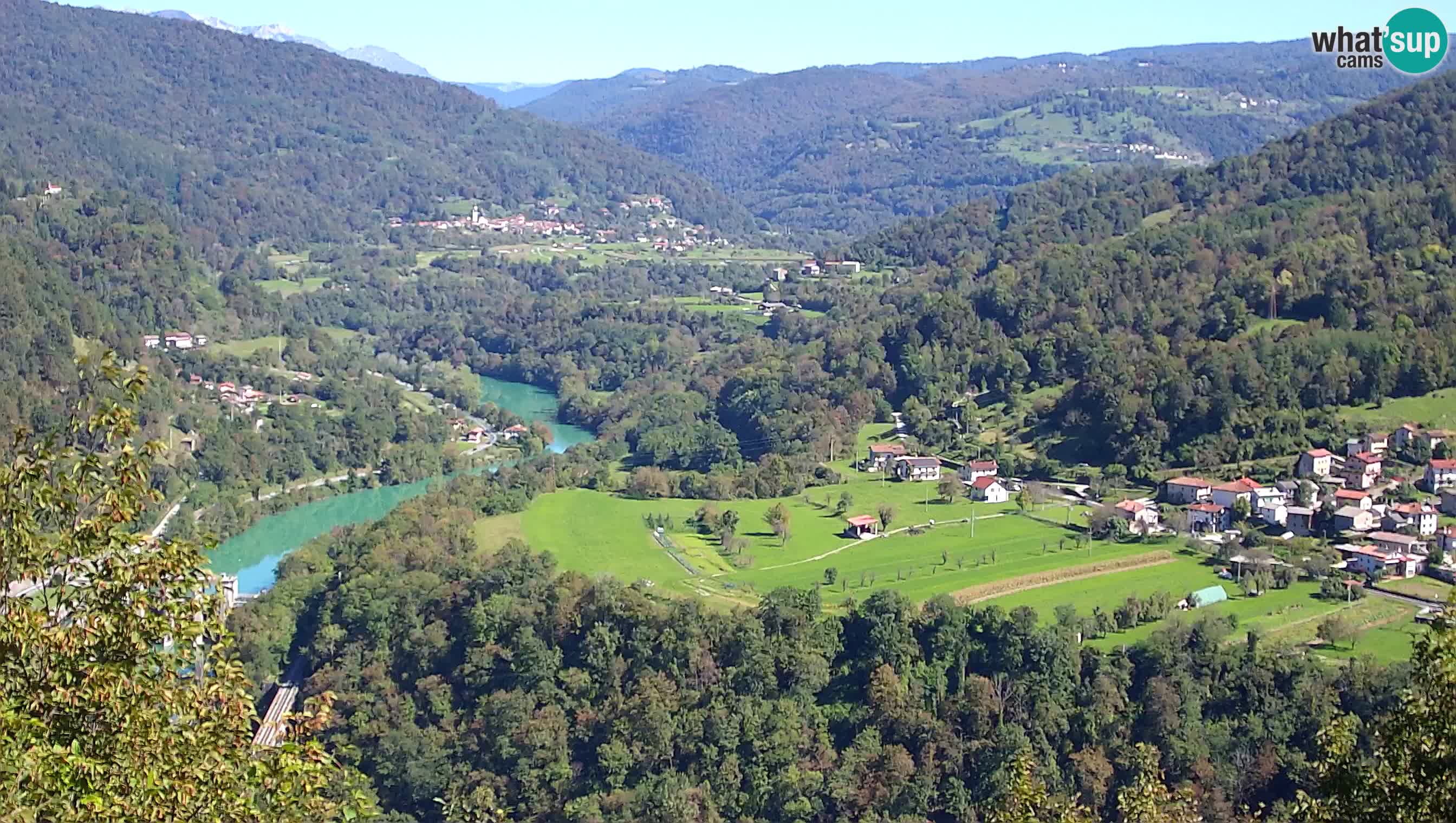 Live Webcam Kanal ob Soči – View to Soča river, Ajba, Bodrež and Ročinj