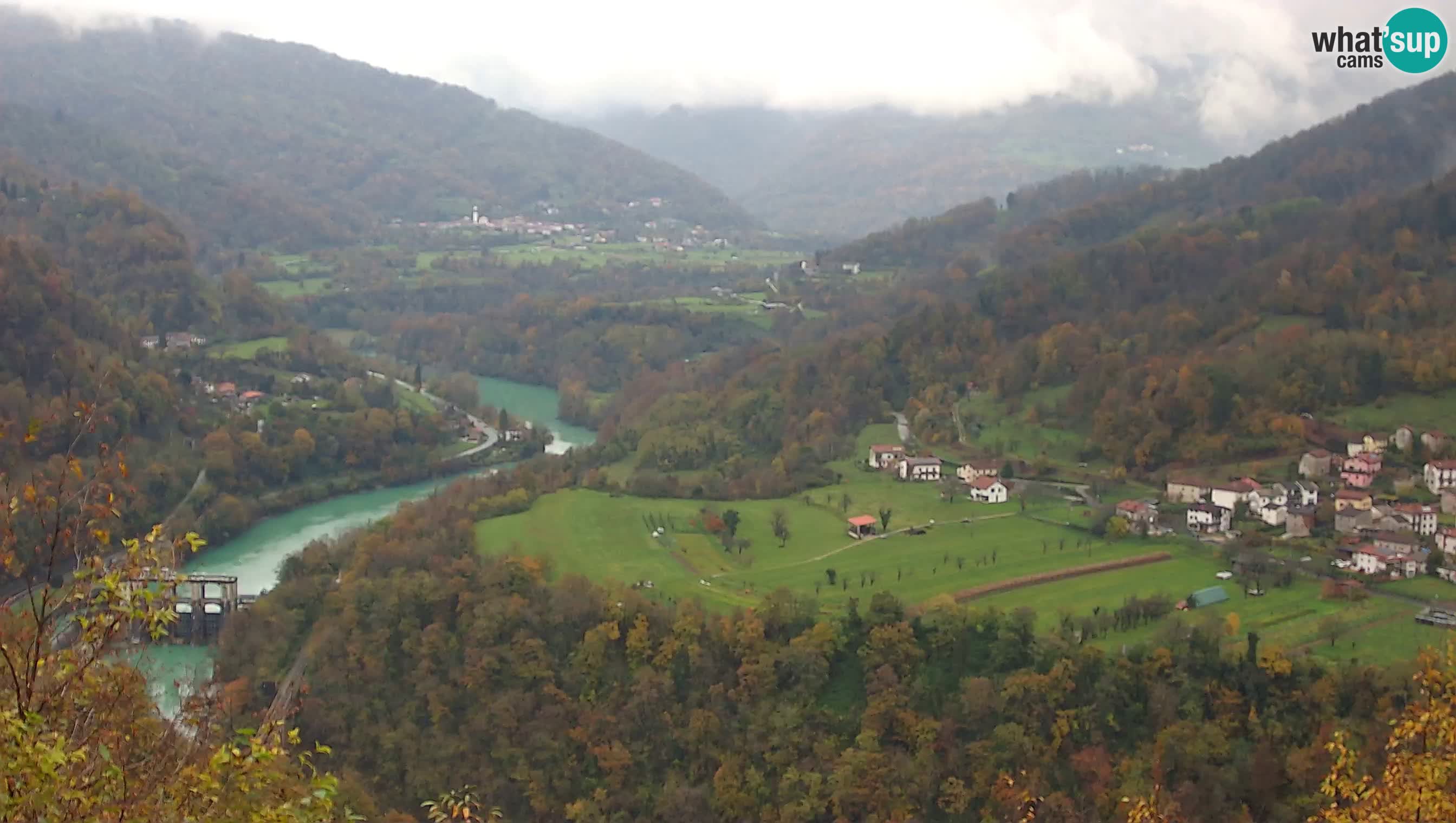Live Webcam Kanal ob Soči – View to Soča river, Ajba, Bodrež and Ročinj