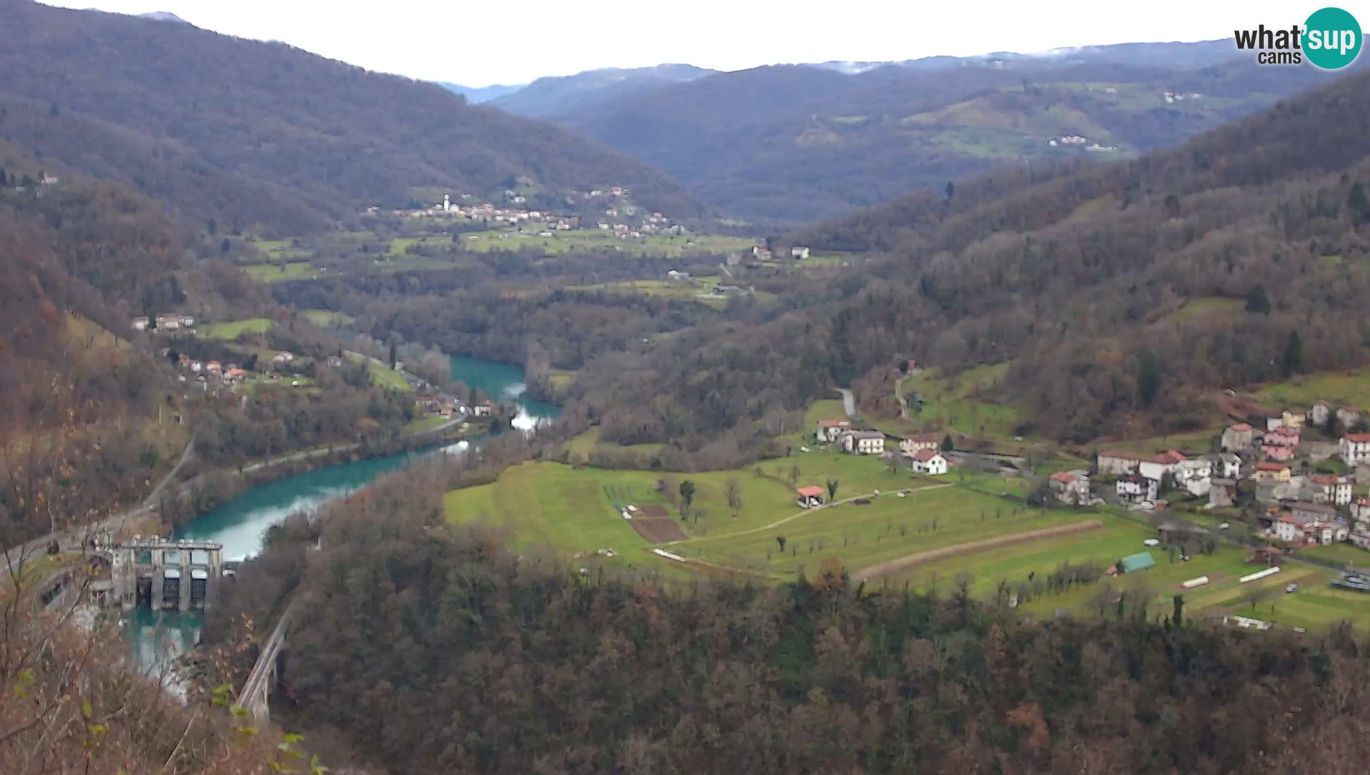 Live Webcam Kanal ob Soči – Vue sur la rivière Soča, Ajba, Bodrež et Ročinj