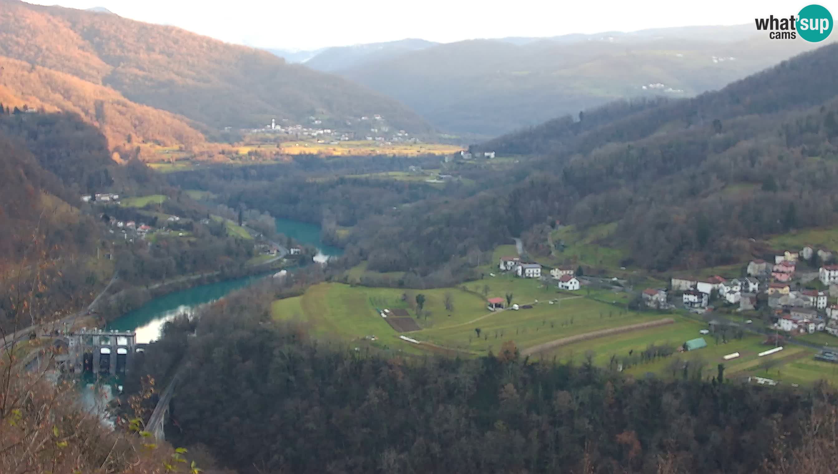 Live Webcam Kanal ob Soči – Vista sul fiume Isonzo, Ajba, Bodrež e Ročinj
