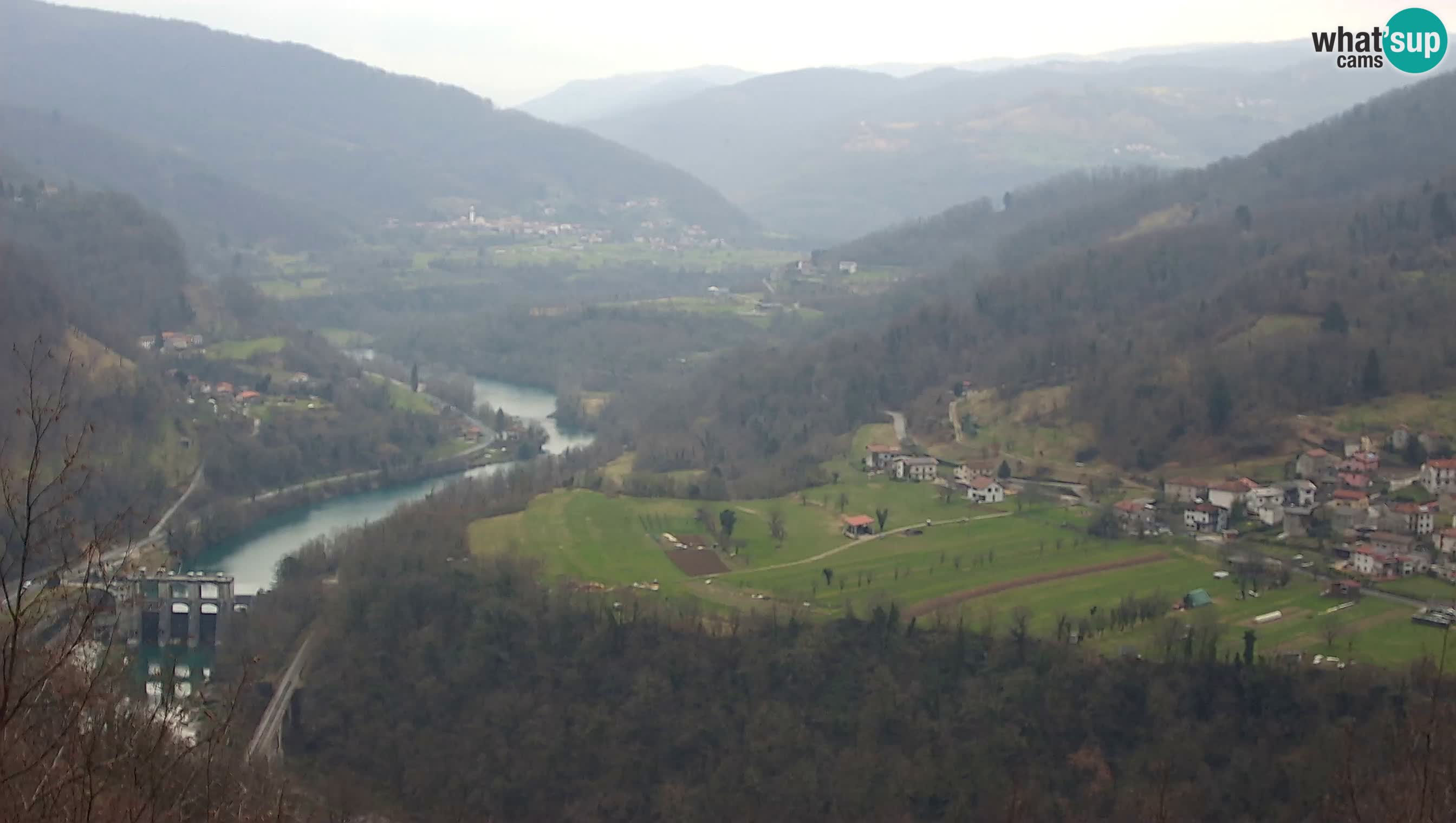 Live Webcam Kanal ob Soči – Blick auf den Fluss Soča, Ajba, Bodrež und Ročinj