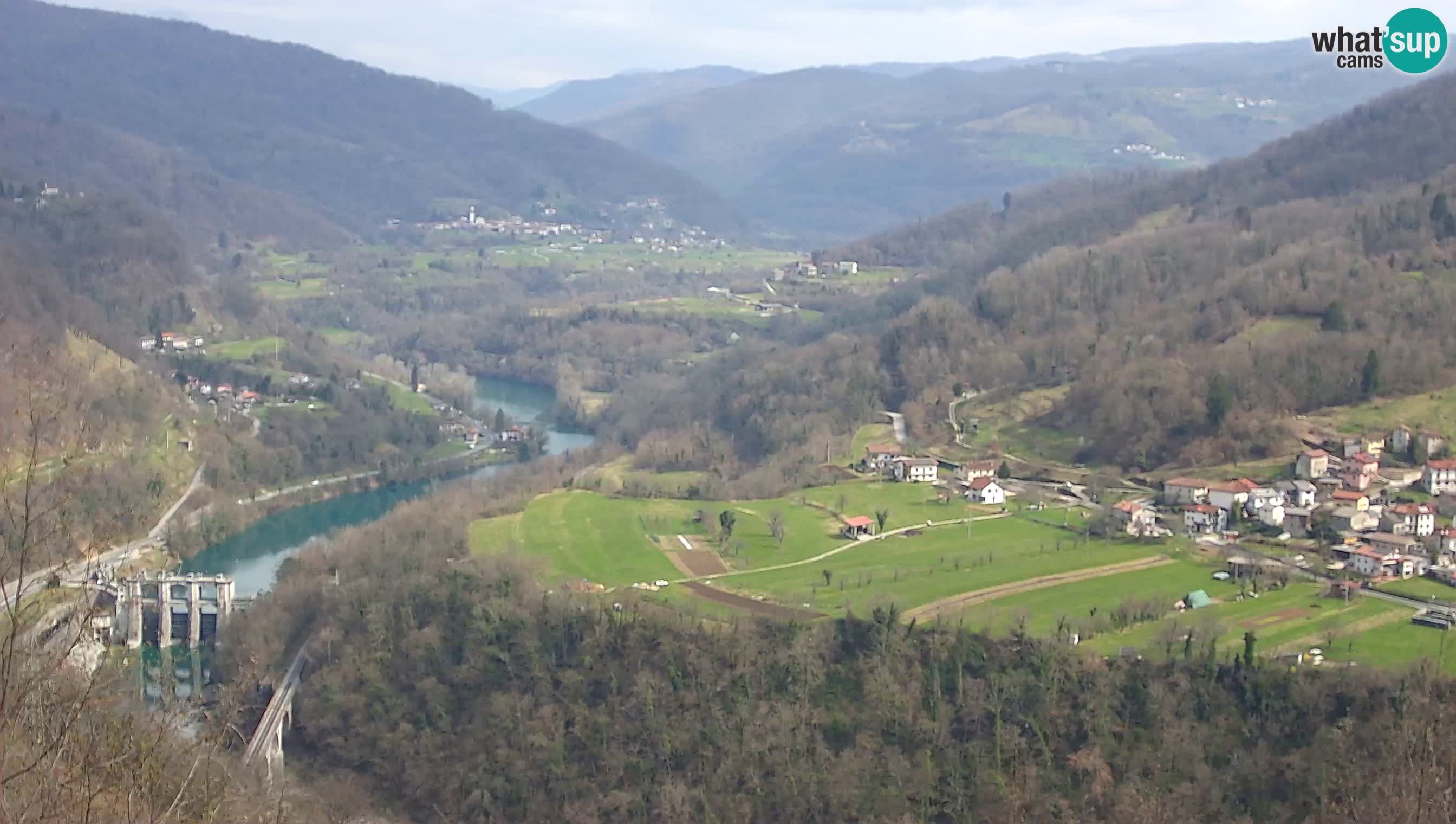 Live Webcam Kanal ob Soči – Vista sul fiume Isonzo, Ajba, Bodrež e Ročinj