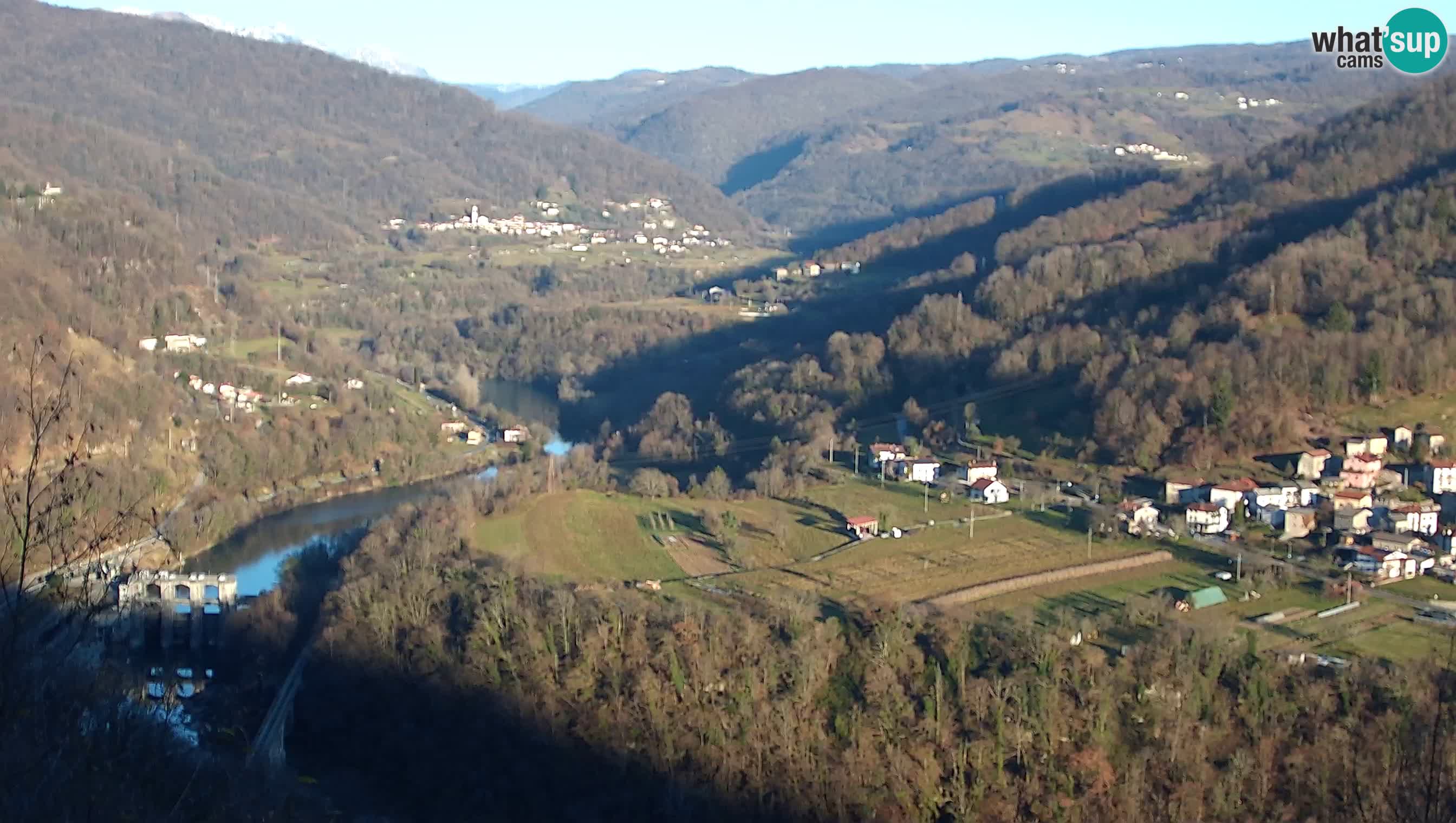 Live Webcam Kanal ob Soči – Vista sul fiume Isonzo, Ajba, Bodrež e Ročinj