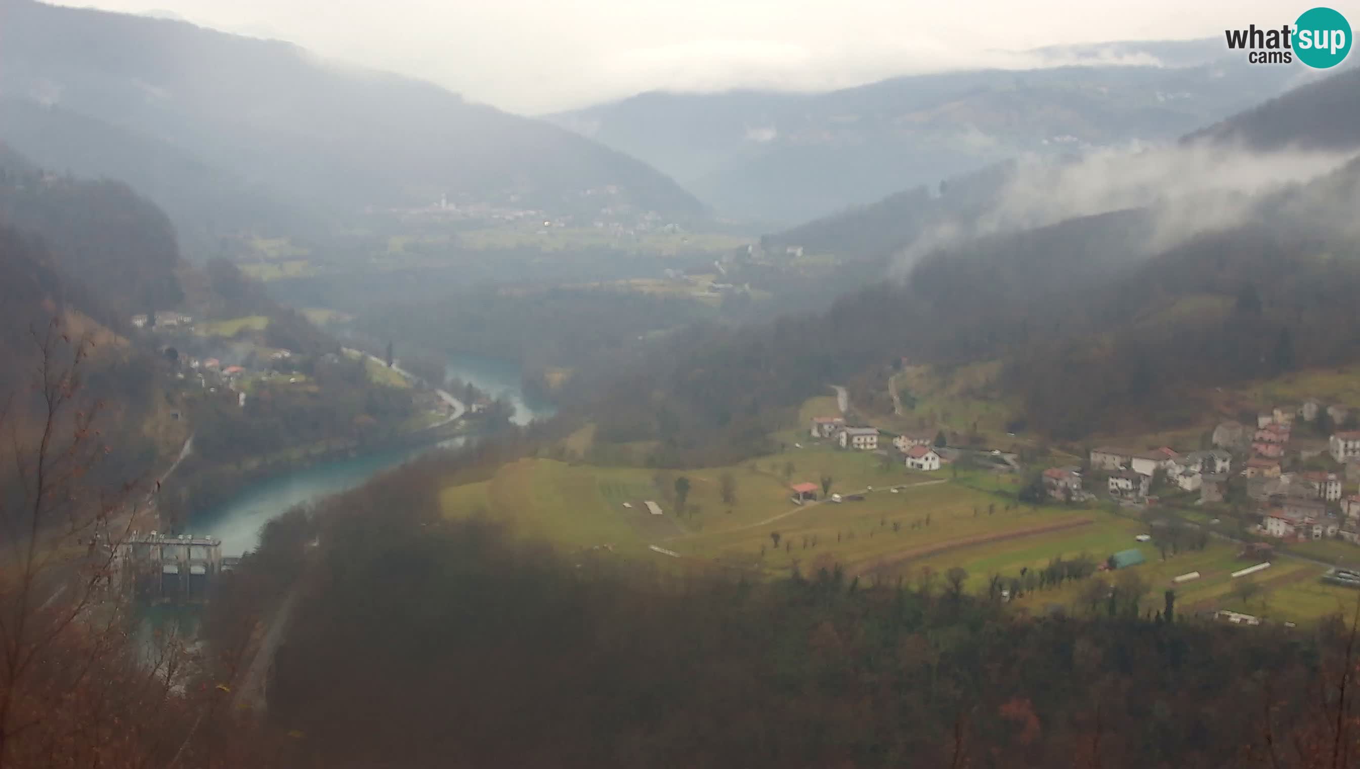 Live Webcam Kanal ob Soči – View to Soča river, Ajba, Bodrež and Ročinj