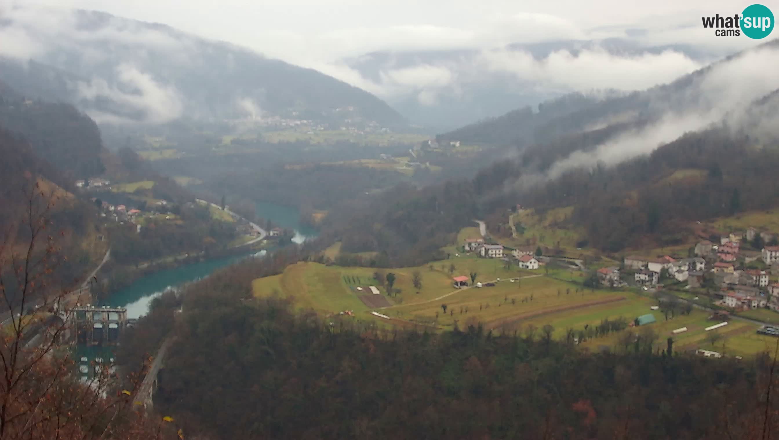 Live Webcam Kanal ob Soči – Blick auf den Fluss Soča, Ajba, Bodrež und Ročinj