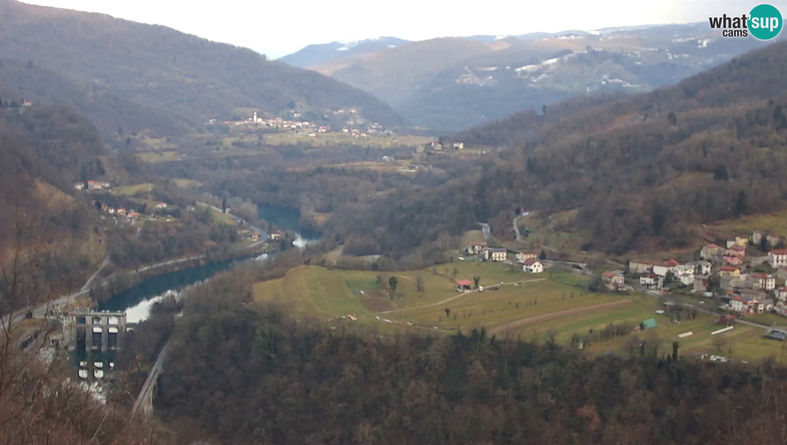 Camera en vivo Kanal ob Soči – Vue sur la rivière Soča, Ajba, Bodrež y Ročinj