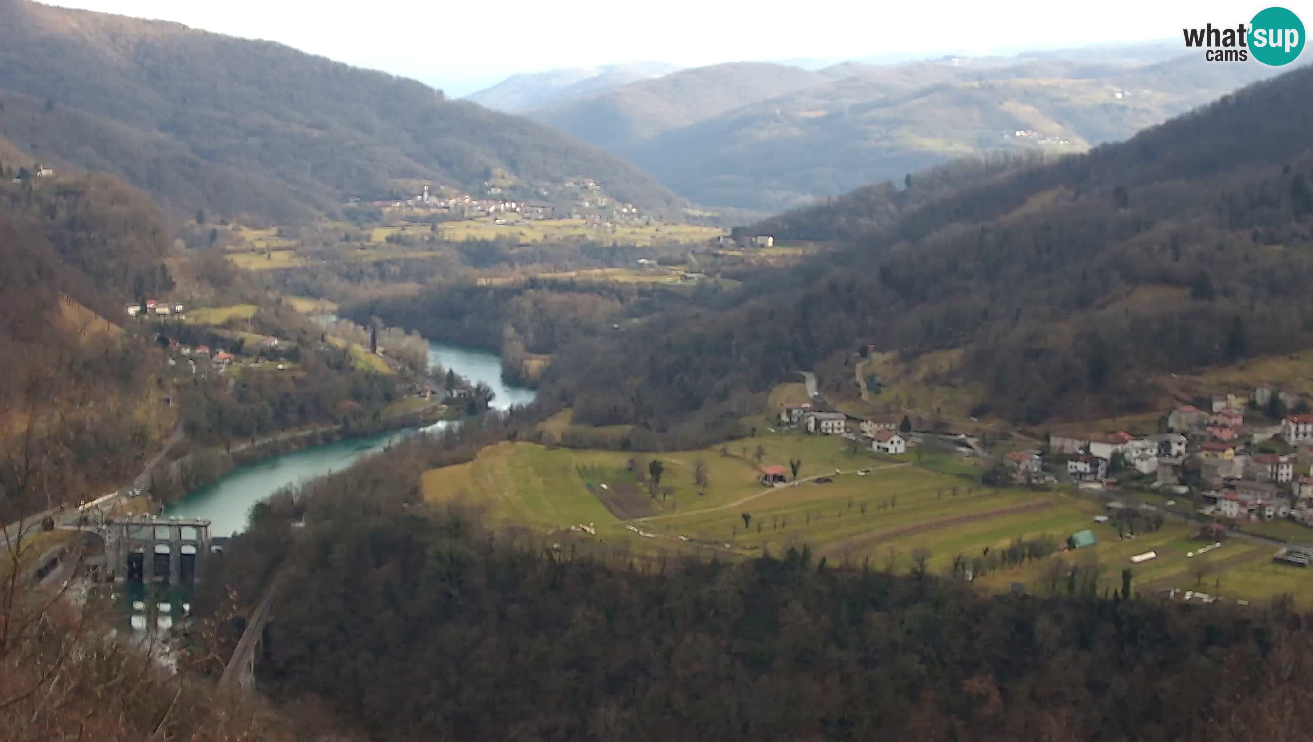 Live Webcam Kanal ob Soči – Vista sul fiume Isonzo, Ajba, Bodrež e Ročinj