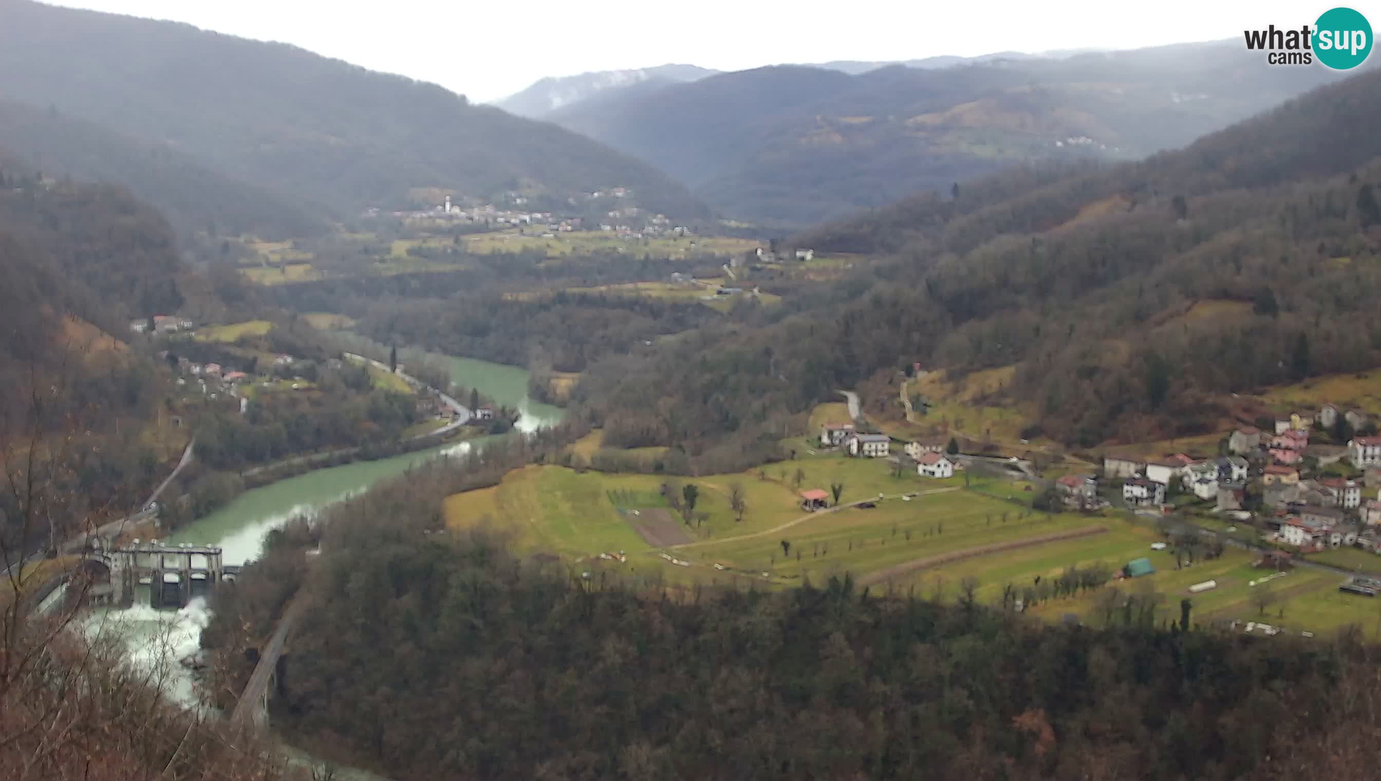 Live Webcam Kanal ob Soči – Vue sur la rivière Soča, Ajba, Bodrež et Ročinj