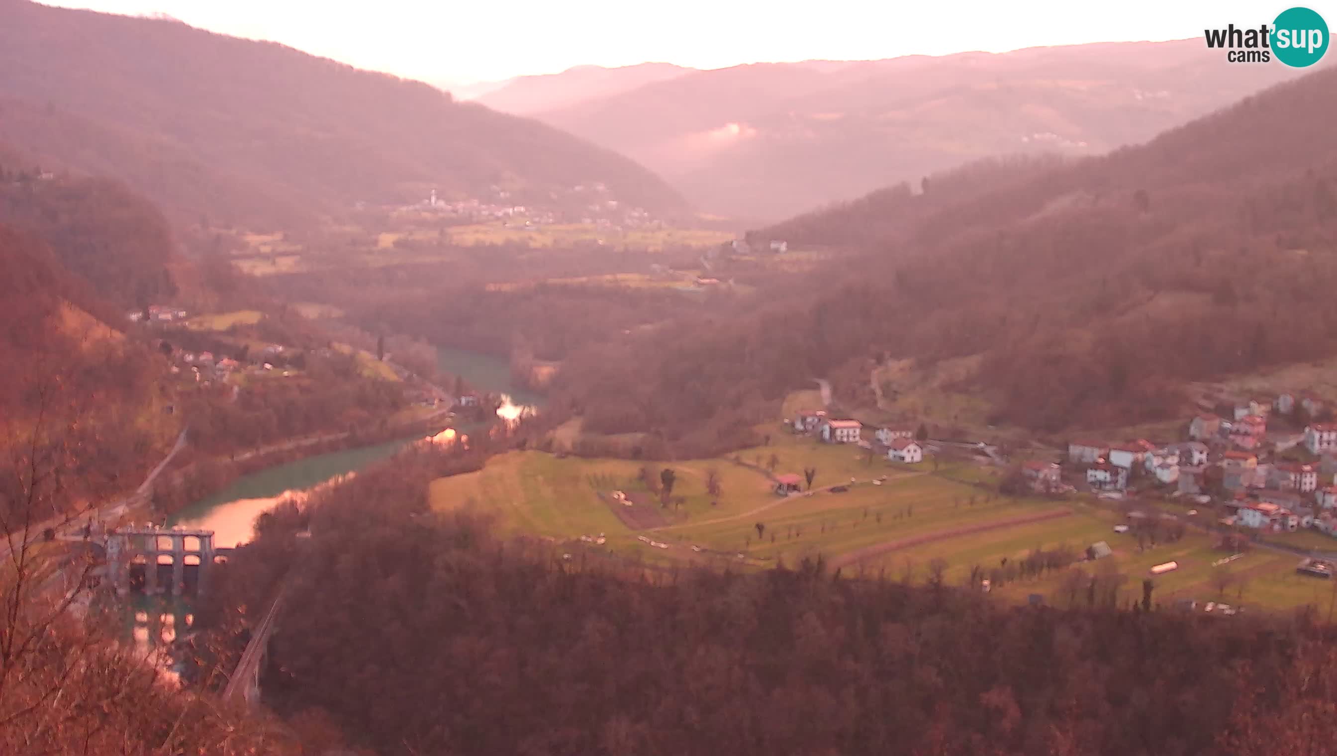 Live Webcam Kanal ob Soči – Blick auf den Fluss Soča, Ajba, Bodrež und Ročinj