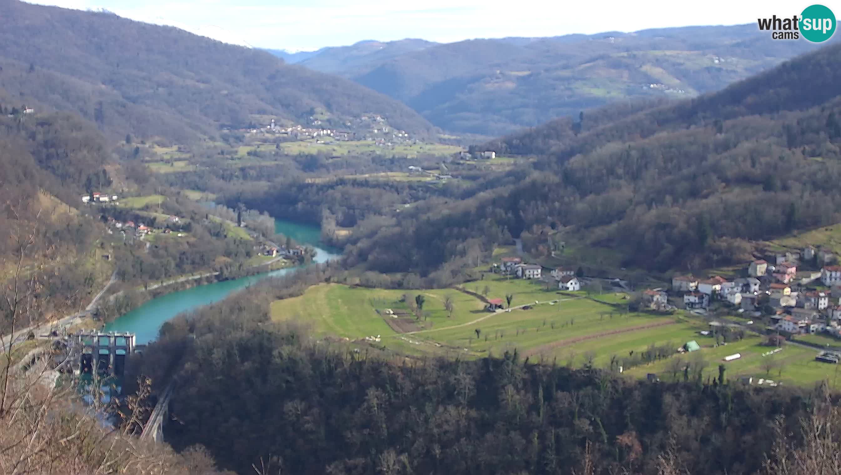 Live Webcam Kanal ob Soči – Vue sur la rivière Soča, Ajba, Bodrež et Ročinj