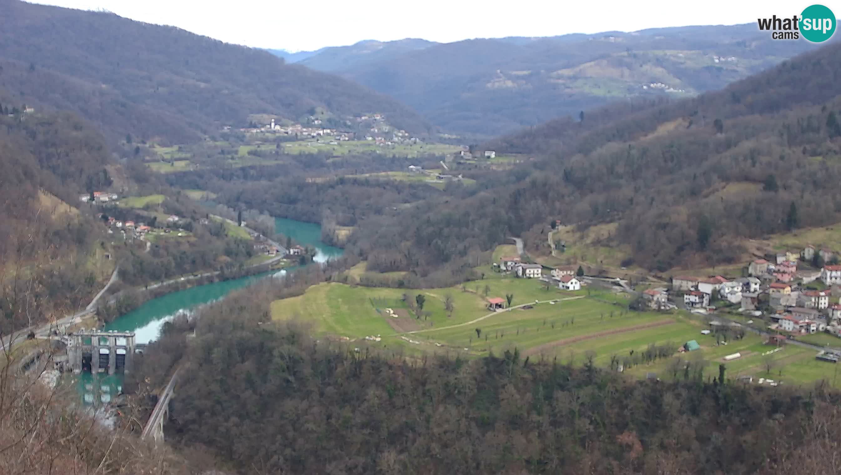 Live Webcam Kanal ob Soči – Vue sur la rivière Soča, Ajba, Bodrež et Ročinj