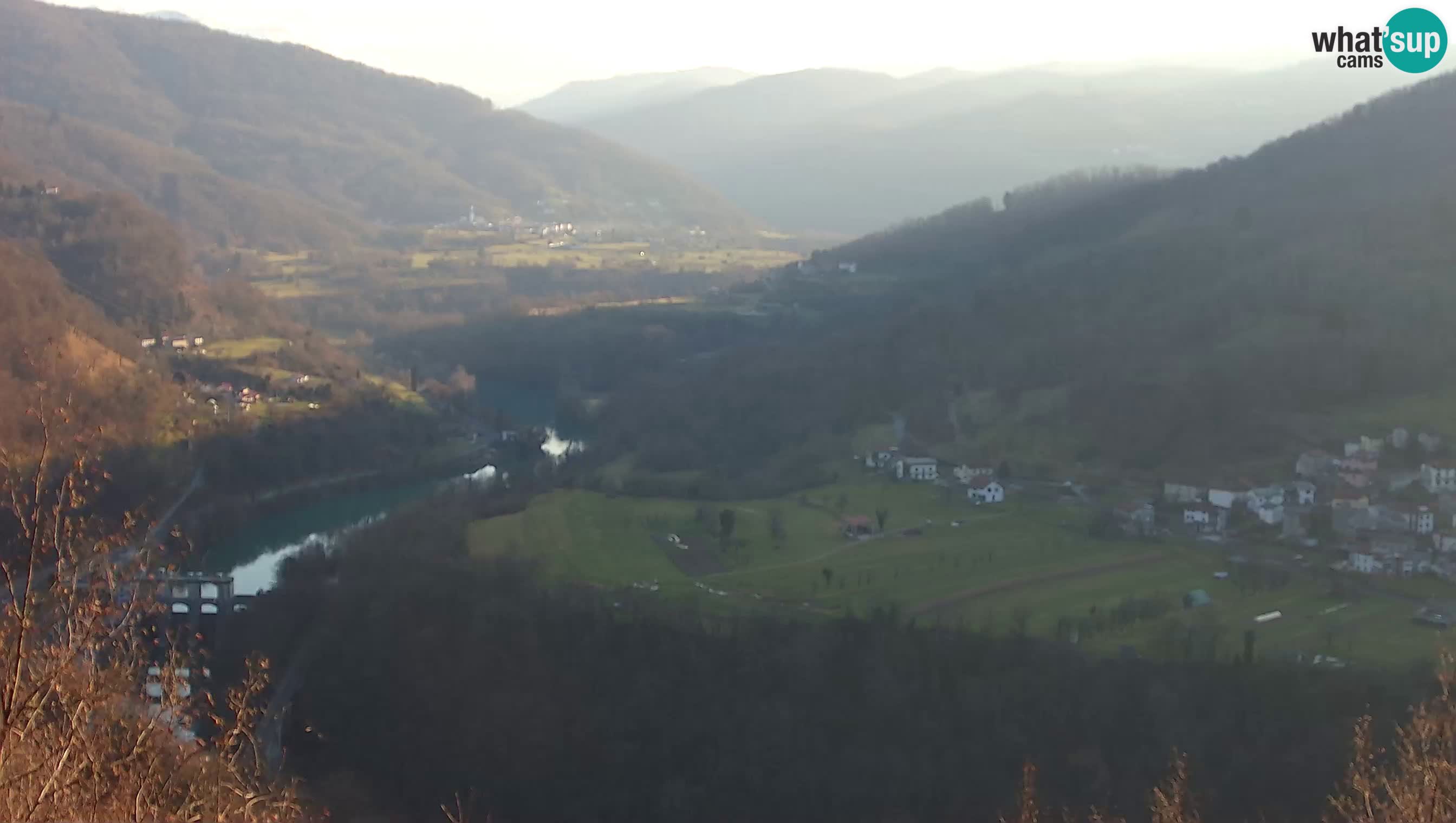 Live Webcam Kanal ob Soči – View to Soča river, Ajba, Bodrež and Ročinj