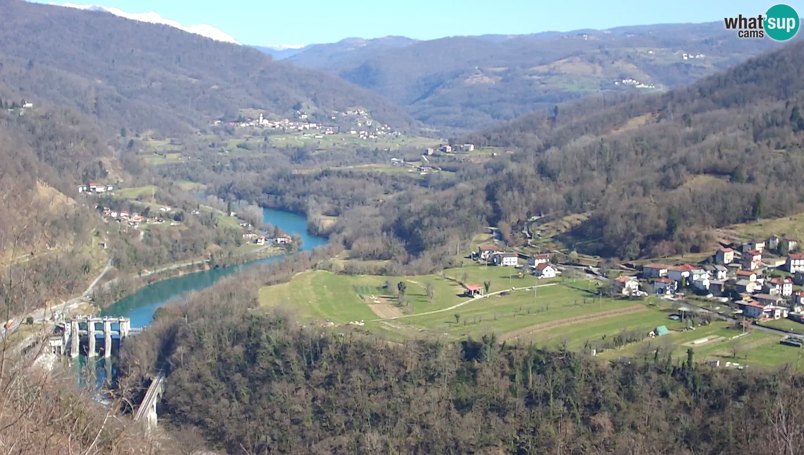 Live Webcam Kanal ob Soči – Vue sur la rivière Soča, Ajba, Bodrež et Ročinj