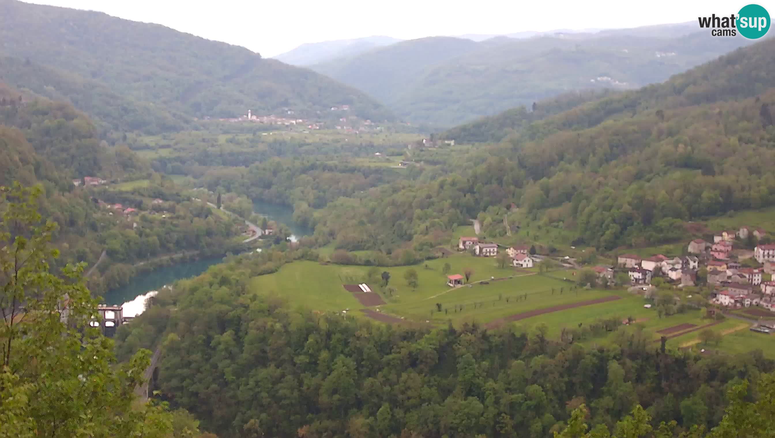 Live Webcam Kanal ob Soči – View to Soča river, Ajba, Bodrež and Ročinj