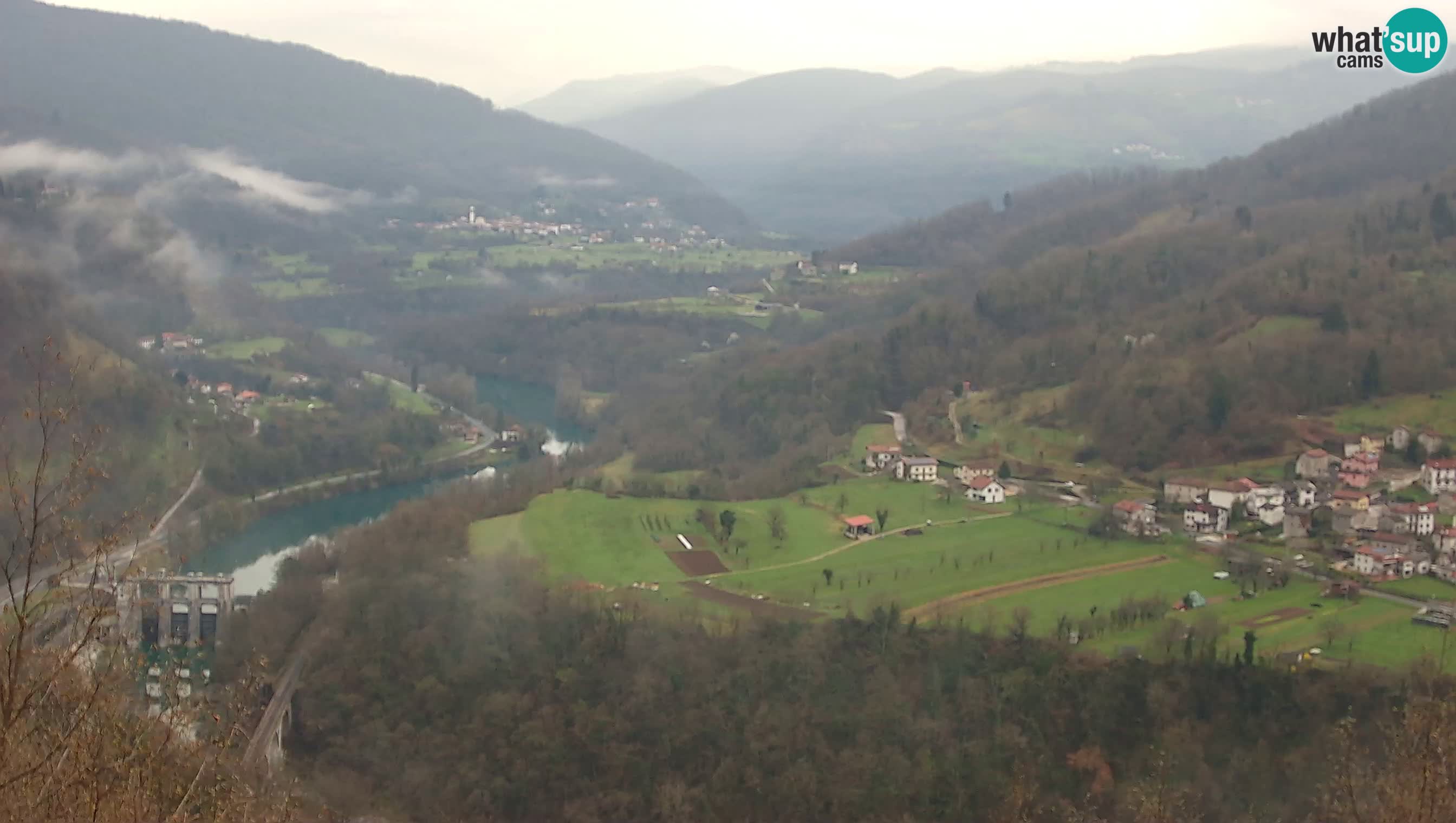 Live Webcam Kanal ob Soči – View to Soča river, Ajba, Bodrež and Ročinj