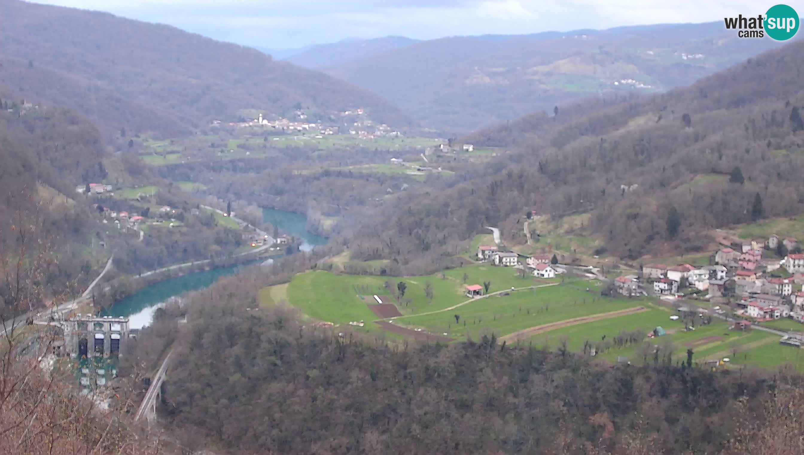 Live Webcam Kanal ob Soči – Vista sul fiume Isonzo, Ajba, Bodrež e Ročinj