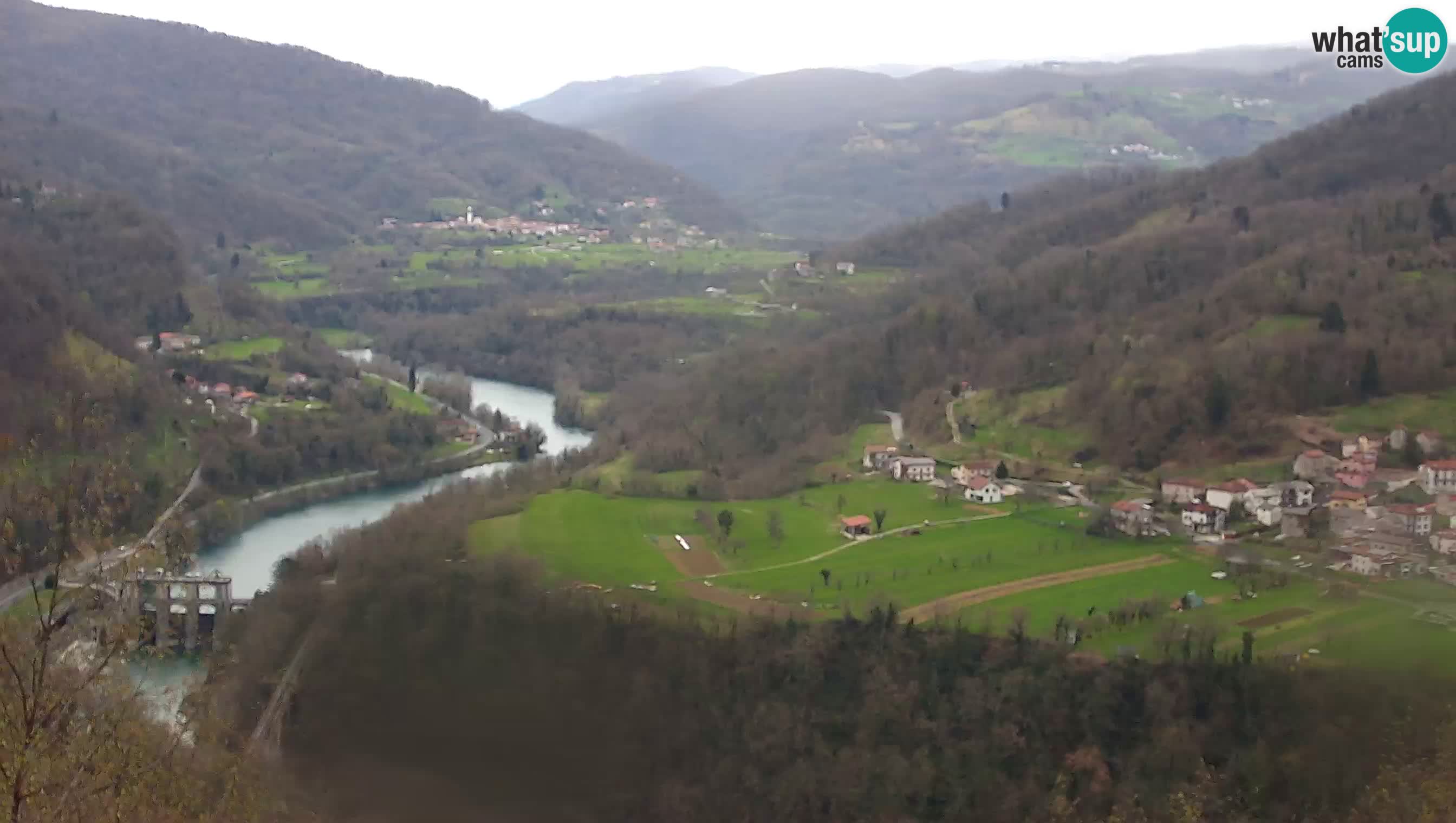 Live Webcam Kanal ob Soči – Vista sul fiume Isonzo, Ajba, Bodrež e Ročinj