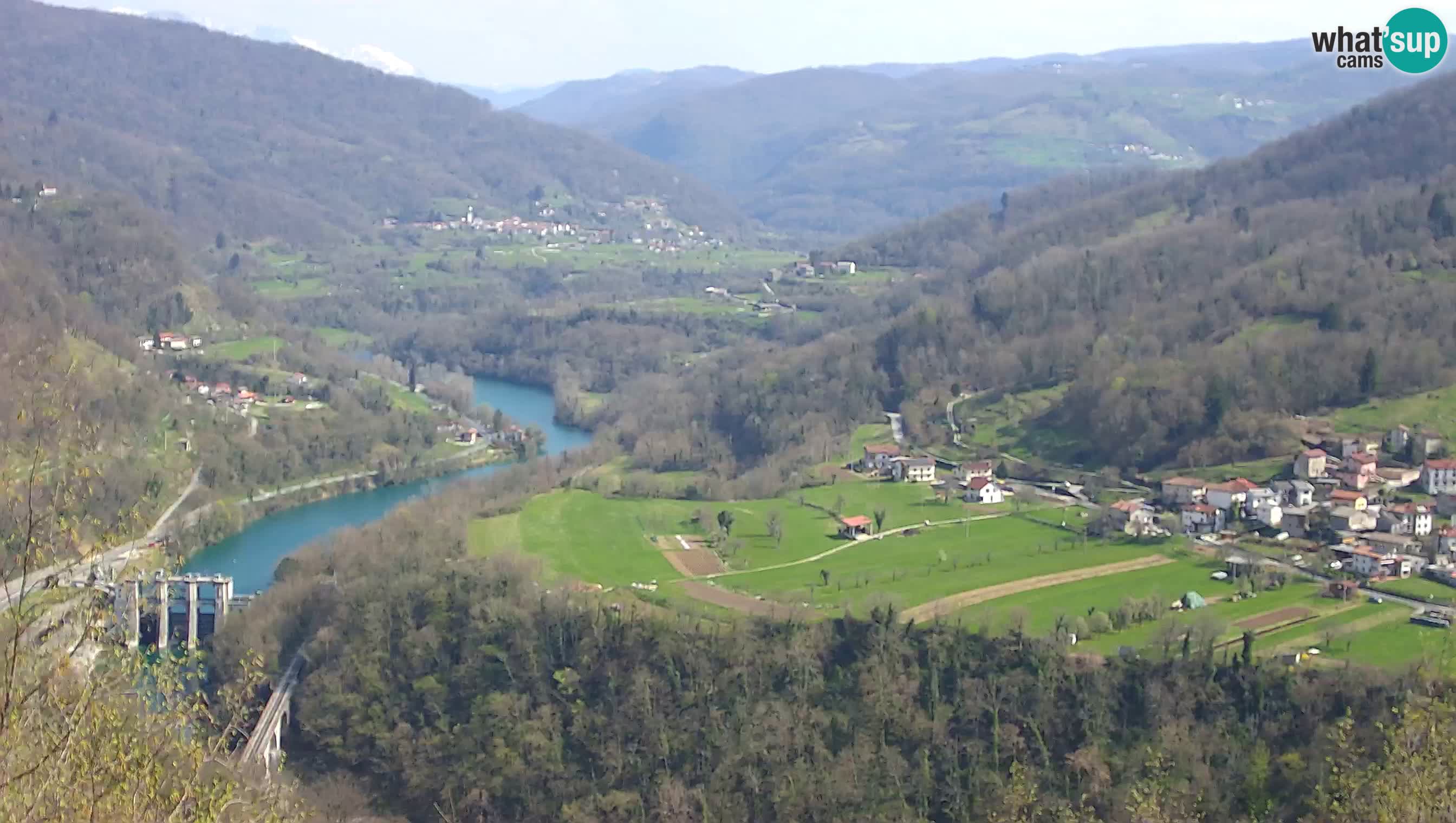 Live Webcam Kanal ob Soči – Vue sur la rivière Soča, Ajba, Bodrež et Ročinj