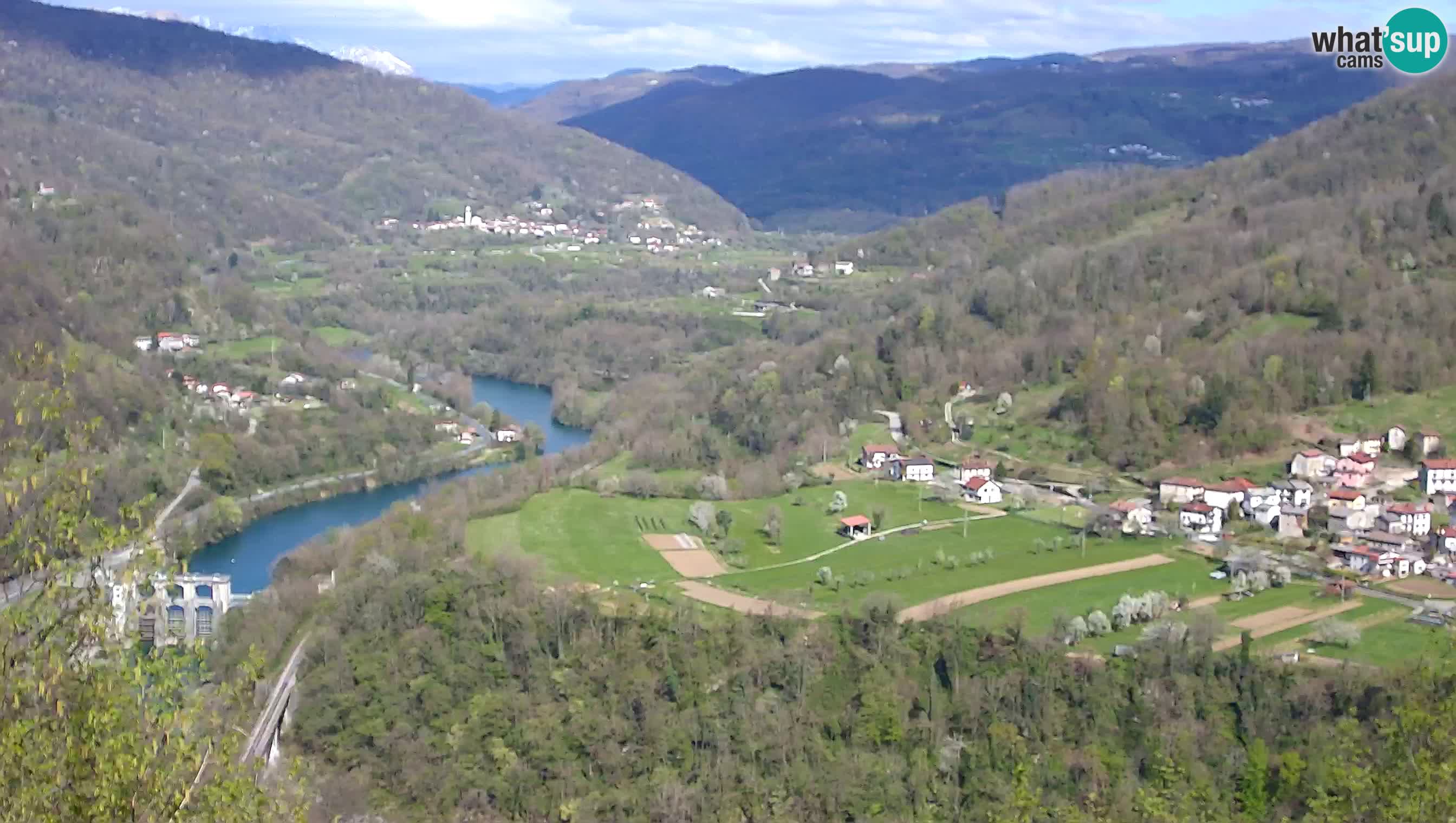 Camera en vivo Kanal ob Soči – Vue sur la rivière Soča, Ajba, Bodrež y Ročinj