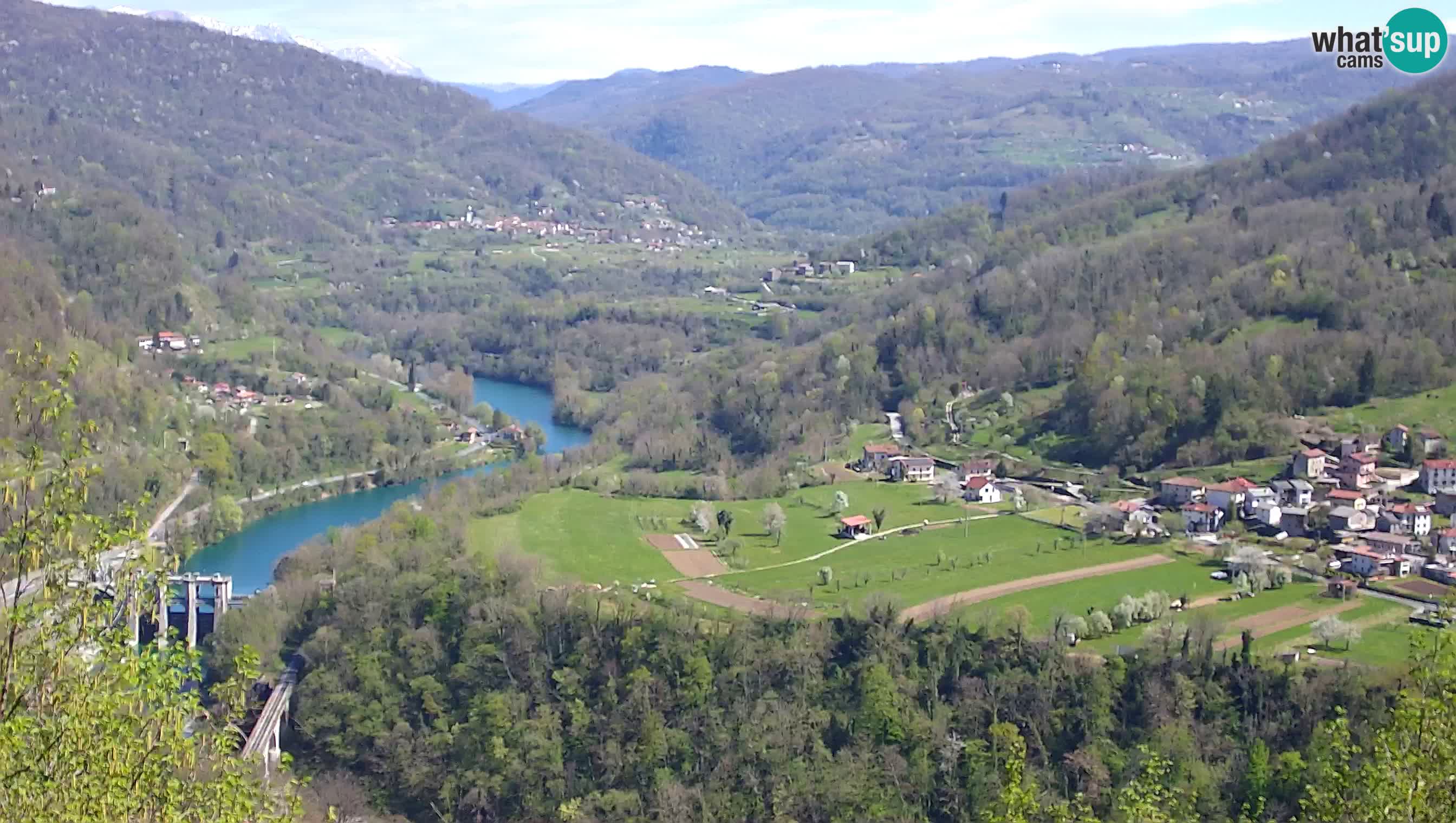 Live Webcam Kanal ob Soči – Blick auf den Fluss Soča, Ajba, Bodrež und Ročinj