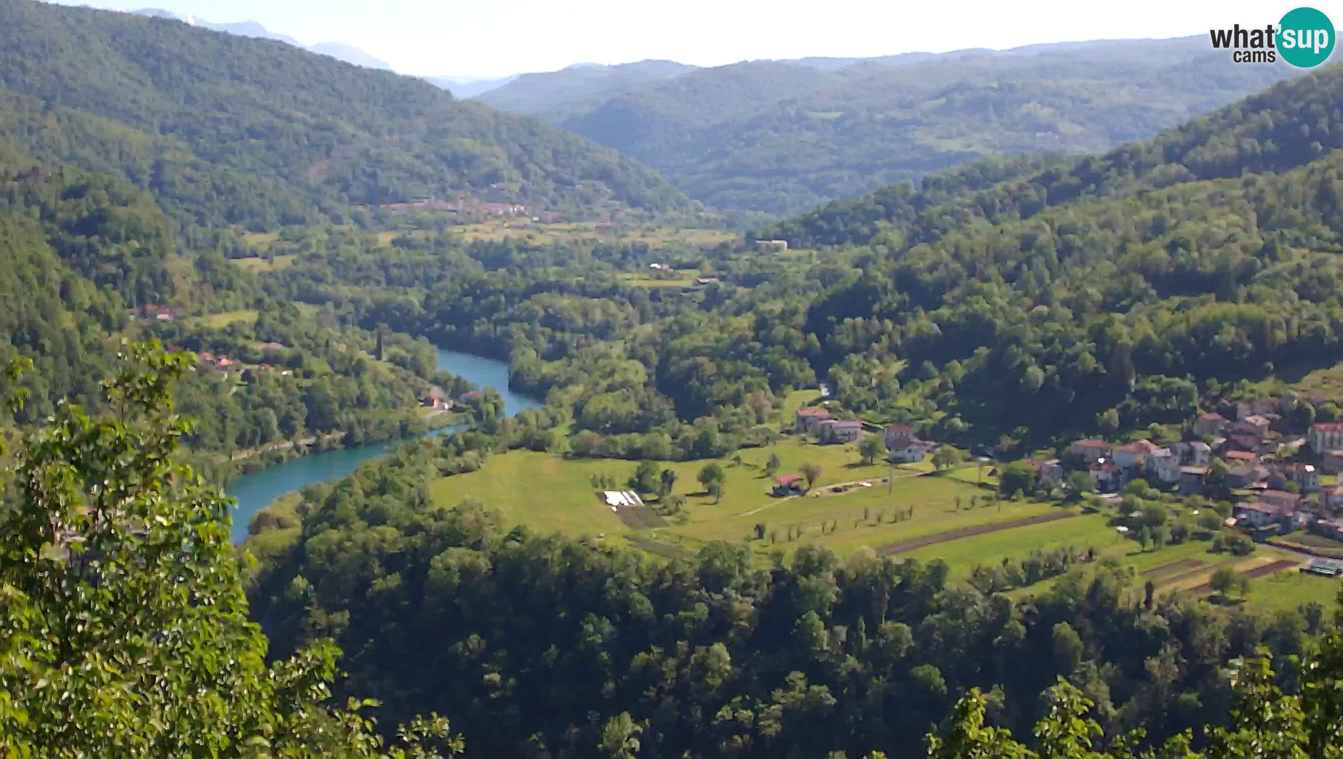 Live Webcam Kanal ob Soči – Blick auf den Fluss Soča, Ajba, Bodrež und Ročinj