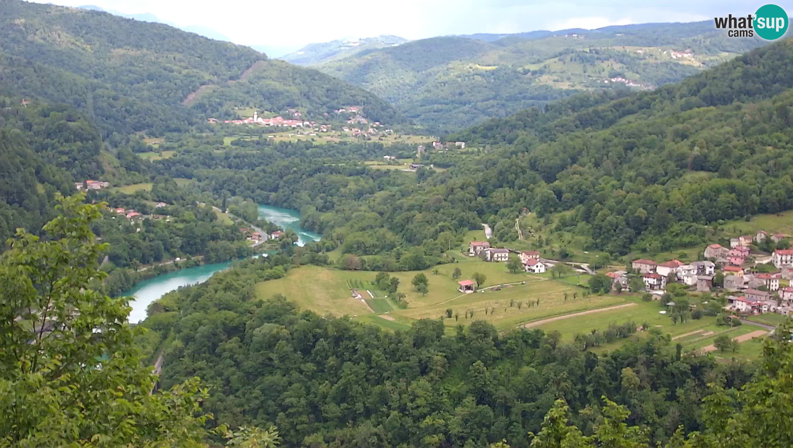 Live Webcam Kanal ob Soči – View to Soča river, Ajba, Bodrež and Ročinj