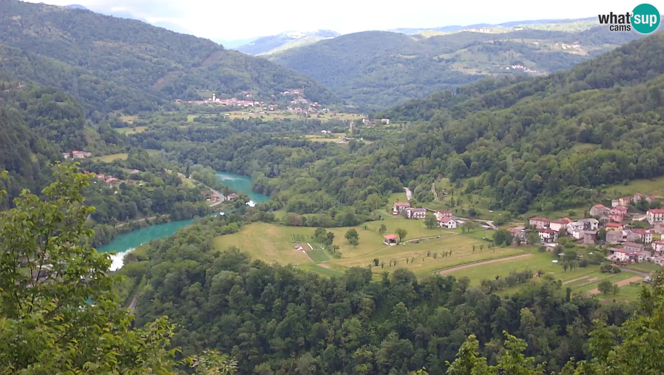 Live Webcam Kanal ob Soči – View to Soča river, Ajba, Bodrež and Ročinj
